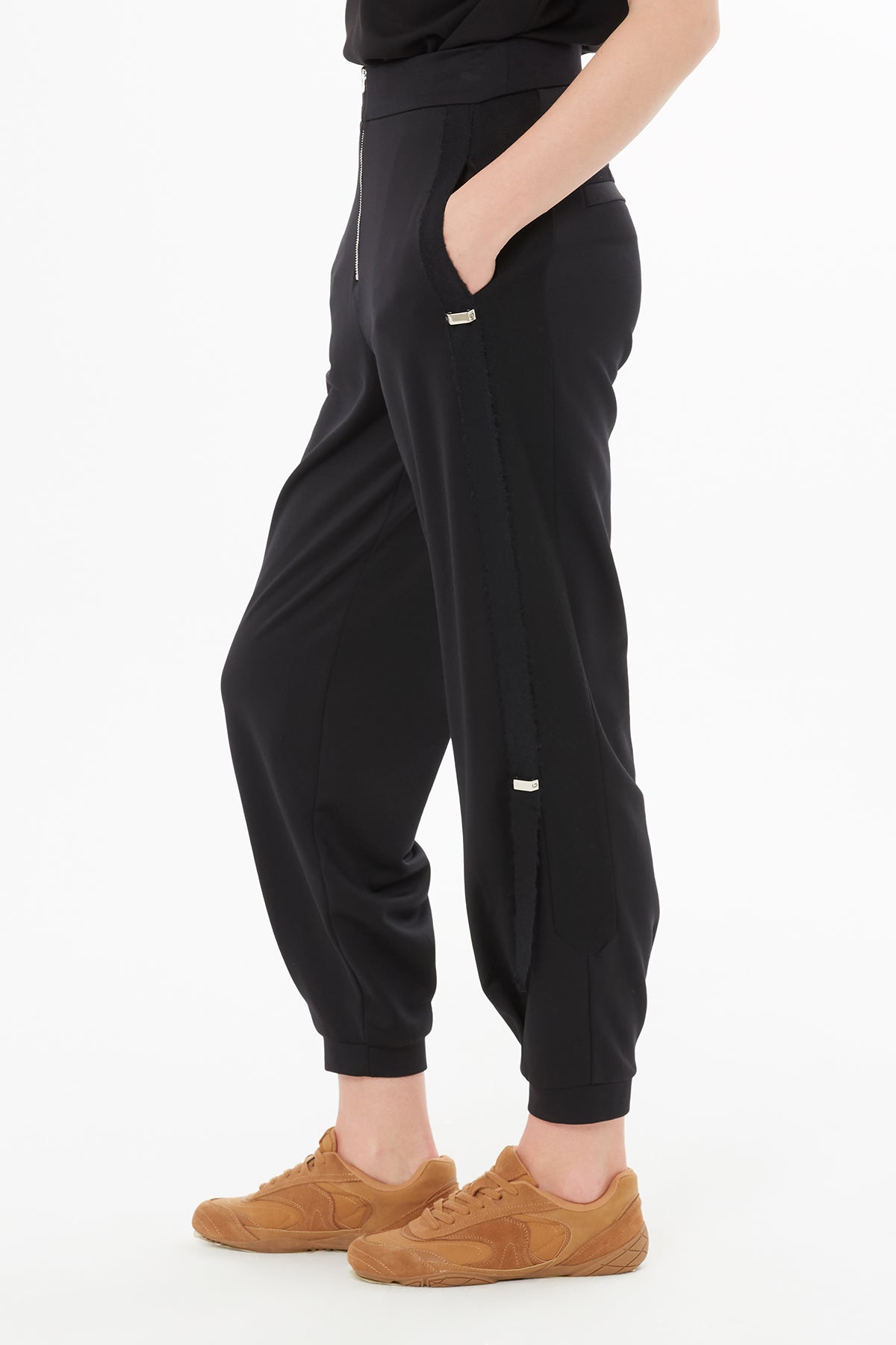 Black Zip-Detail Sweatpants
