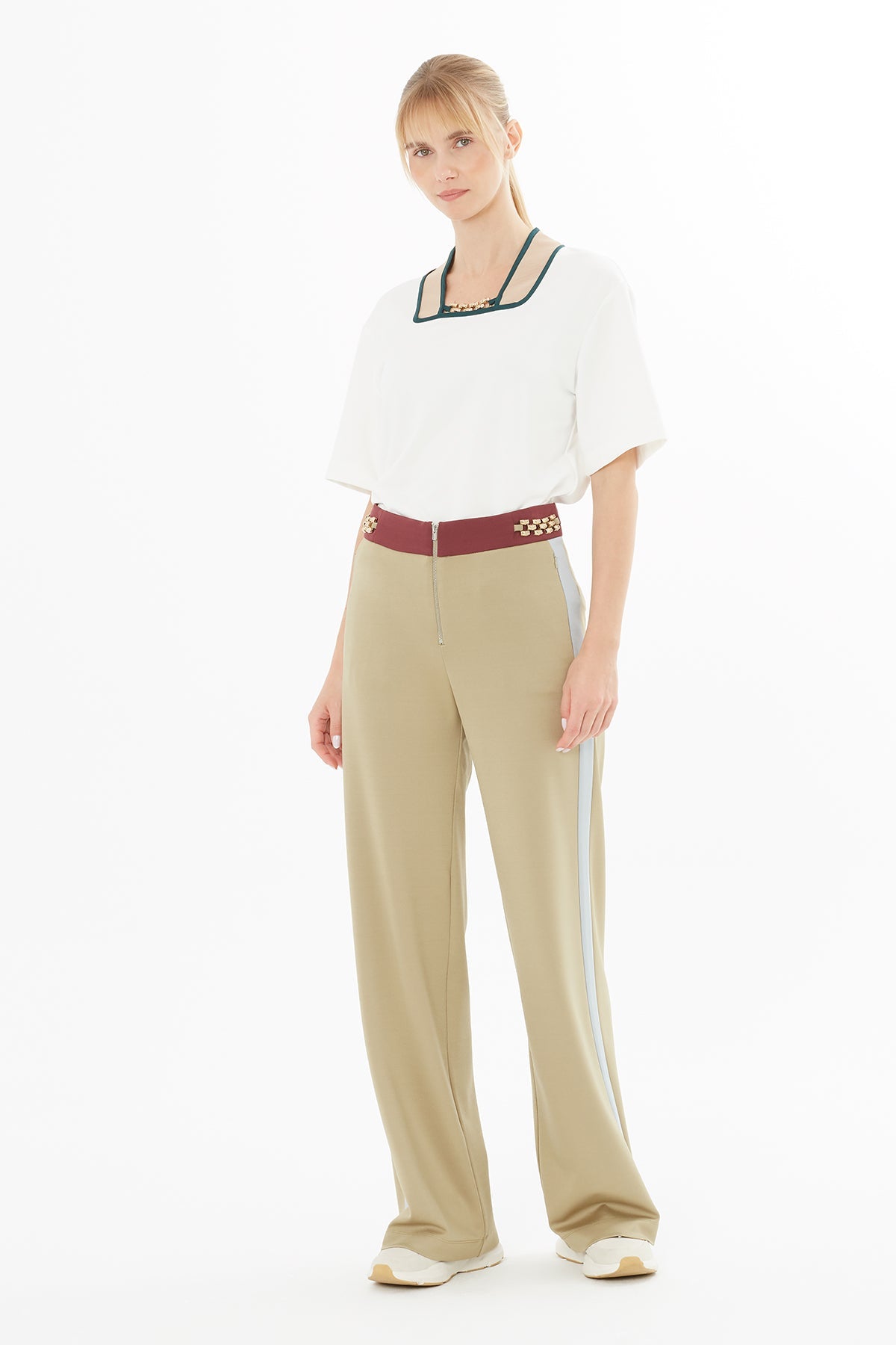 Green Wide-Leg Sweatpants