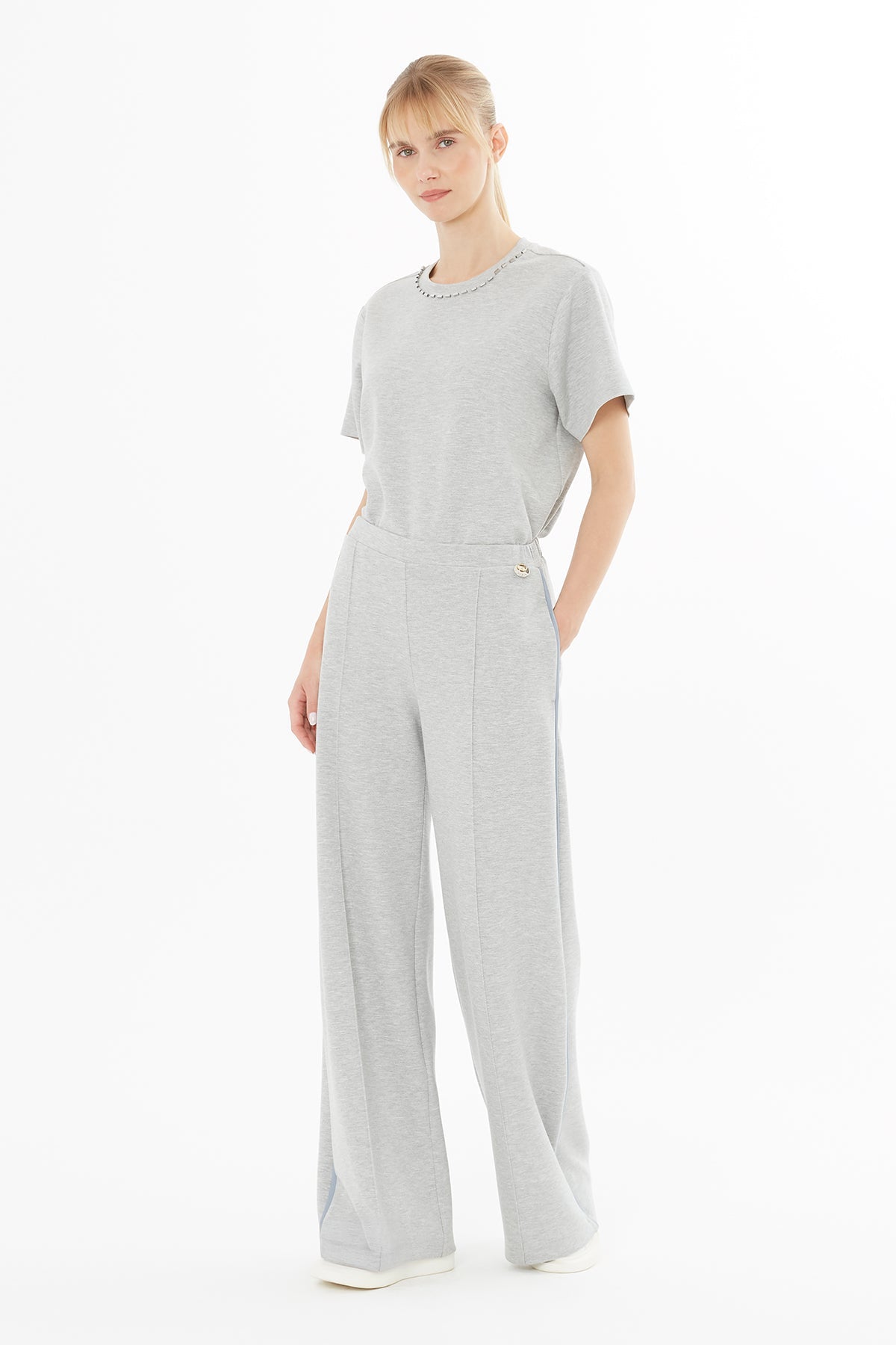 Grey Wide-Leg Sweatpants