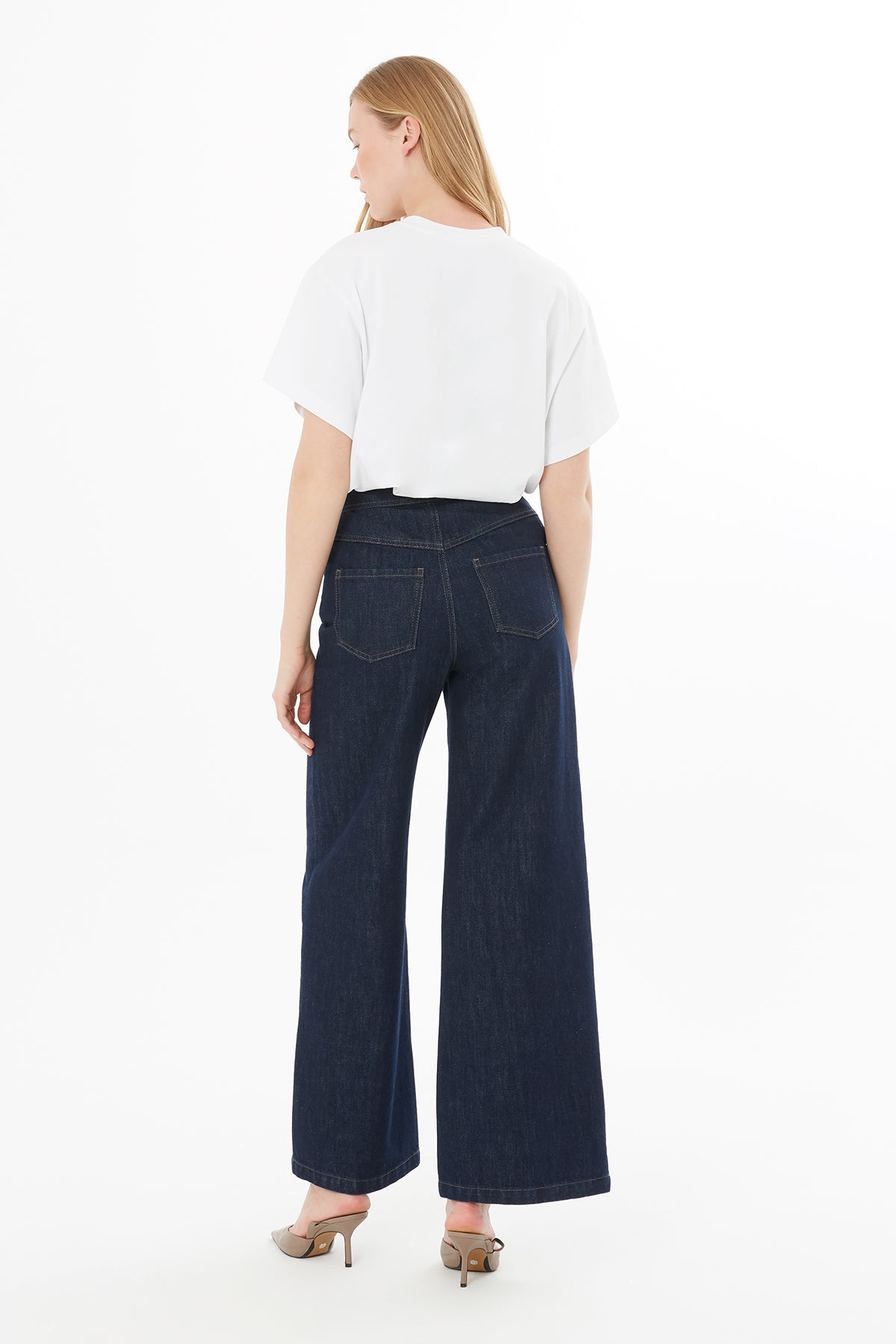 Wide Leg Jeans with Embroidery Detail