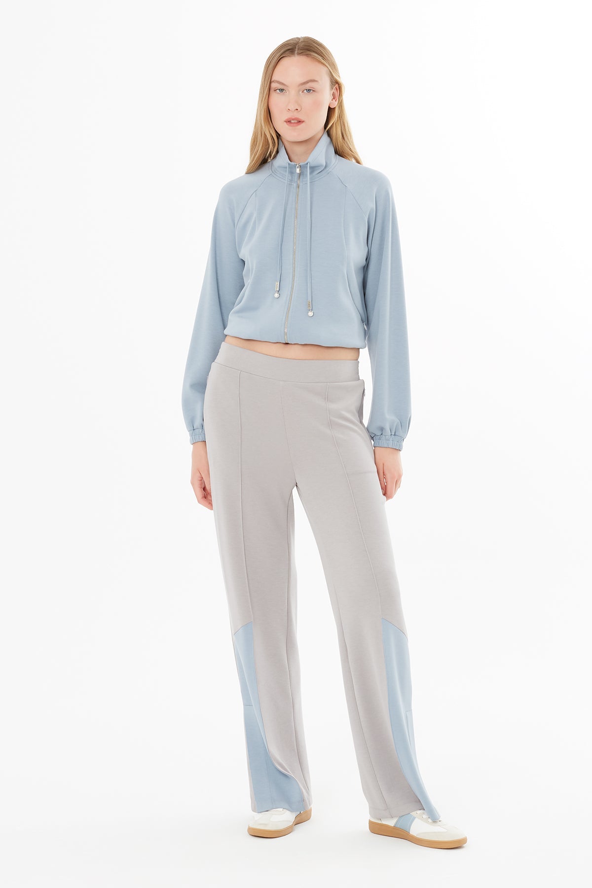 Grey High-Waist Pocketed Sweatpants