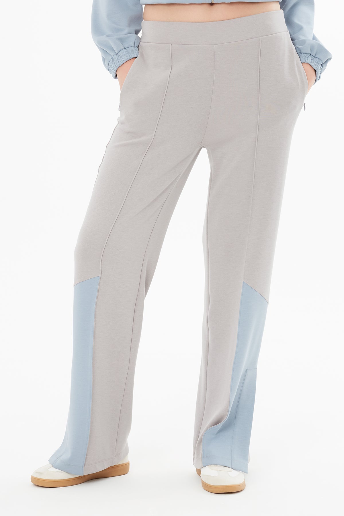 Grey High-Waist Pocketed Sweatpants