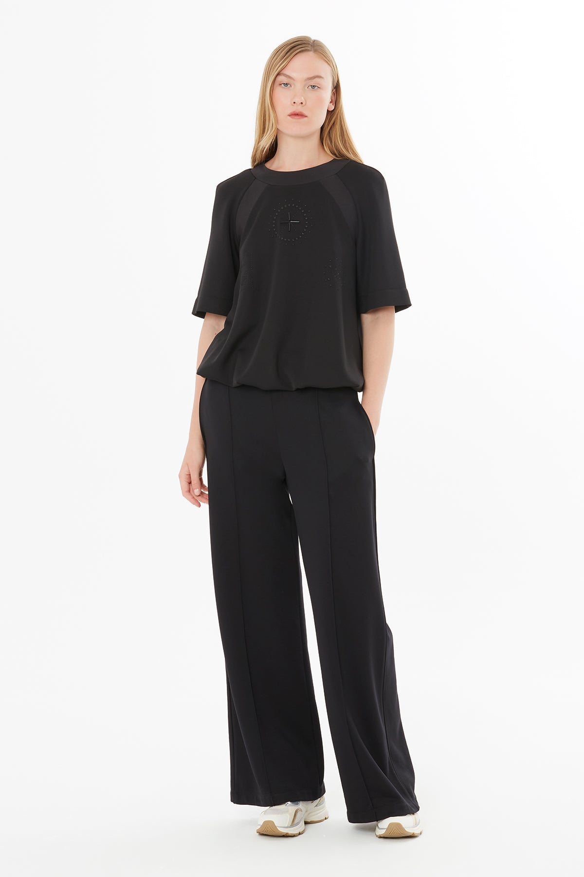 Black Blouse with Embroidered Details