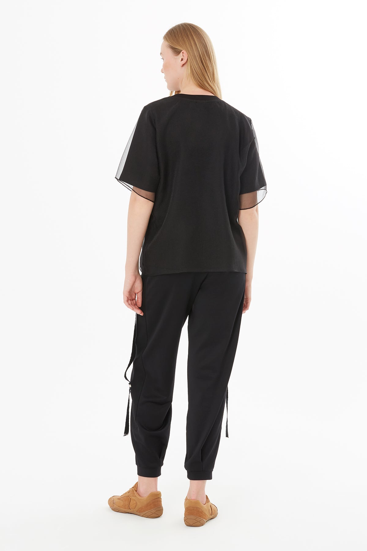 Black Blouse with Sheer Details