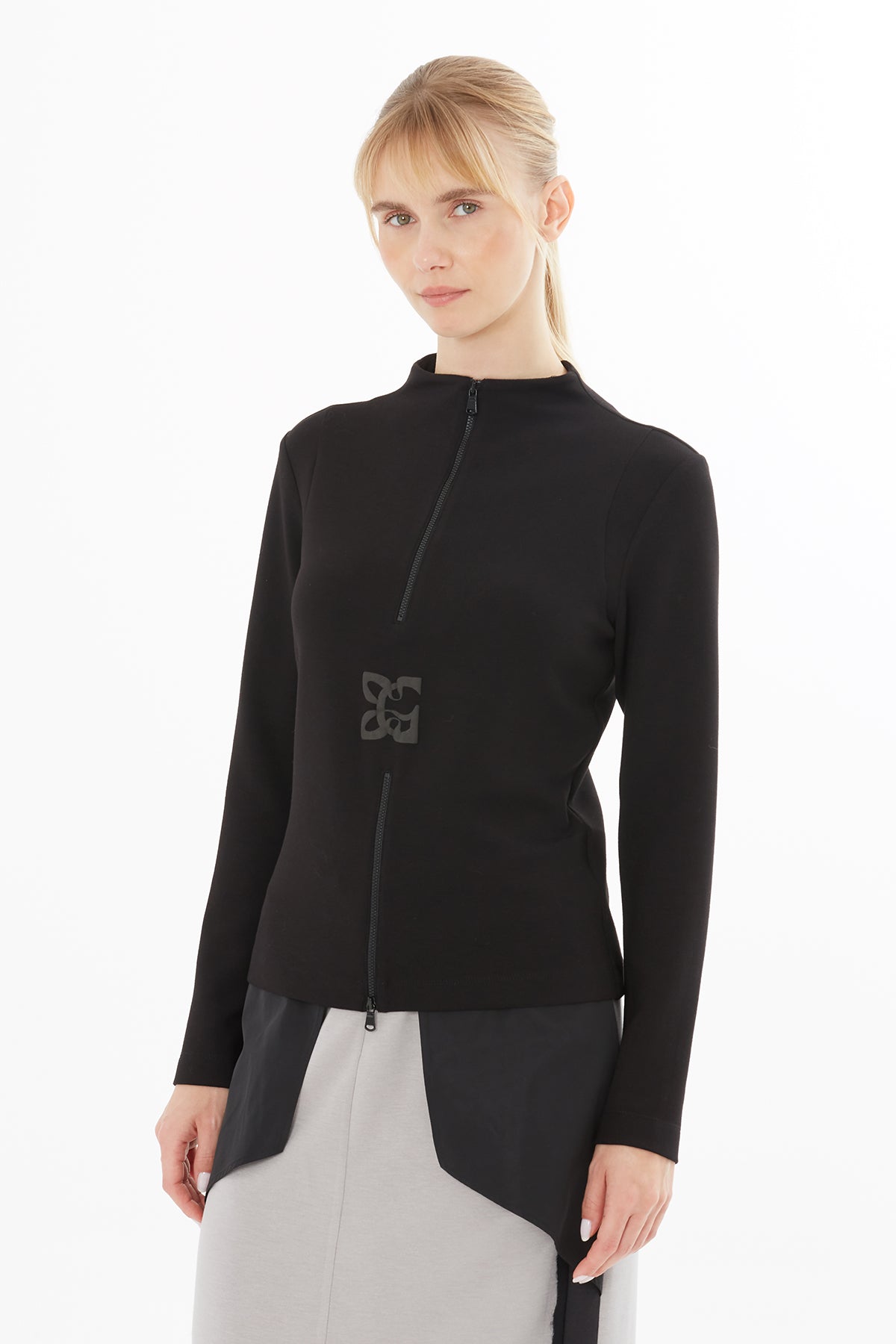 Black Blouse with G-Logo Print