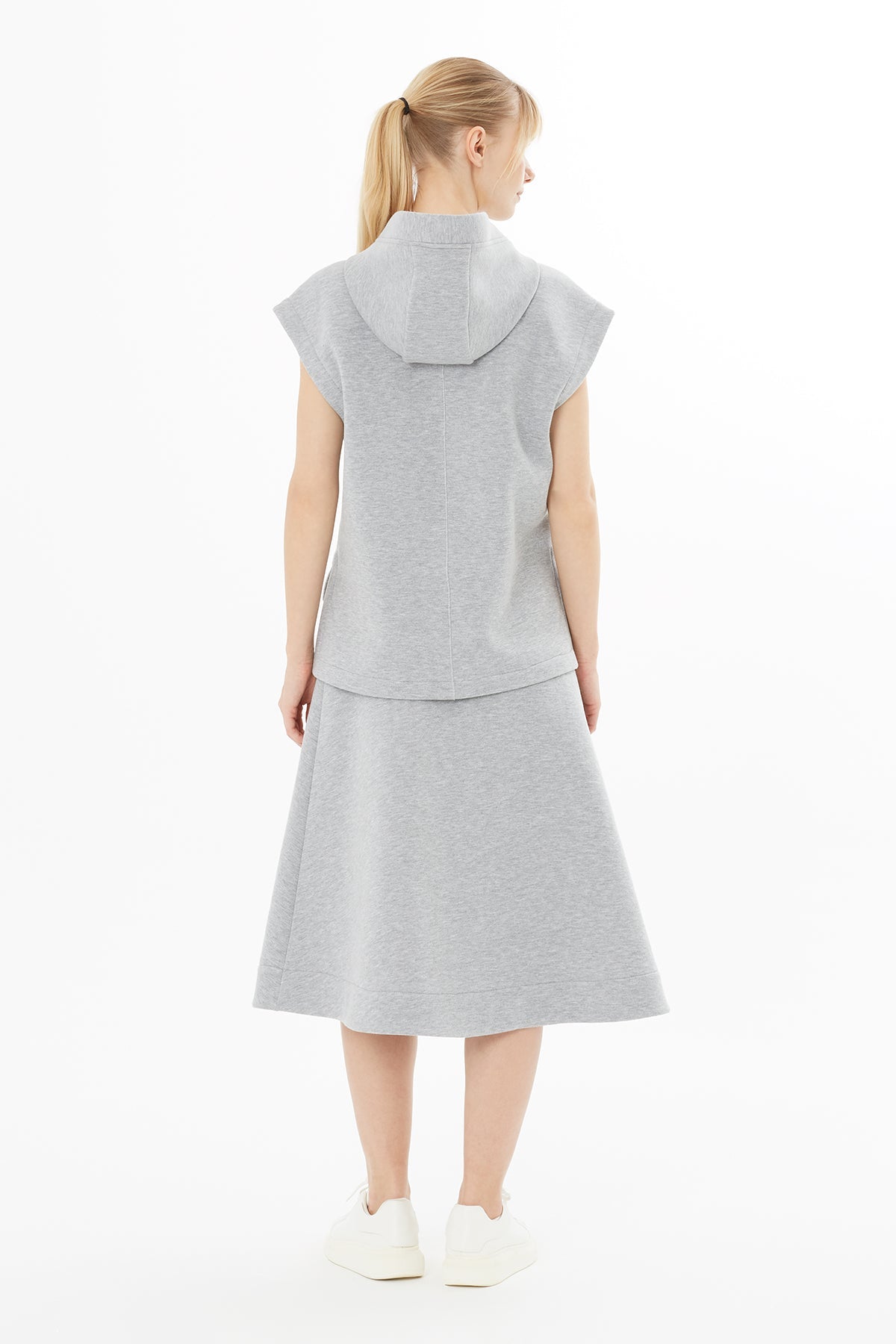 Grey Sleeveless Blouse with Logo Detail