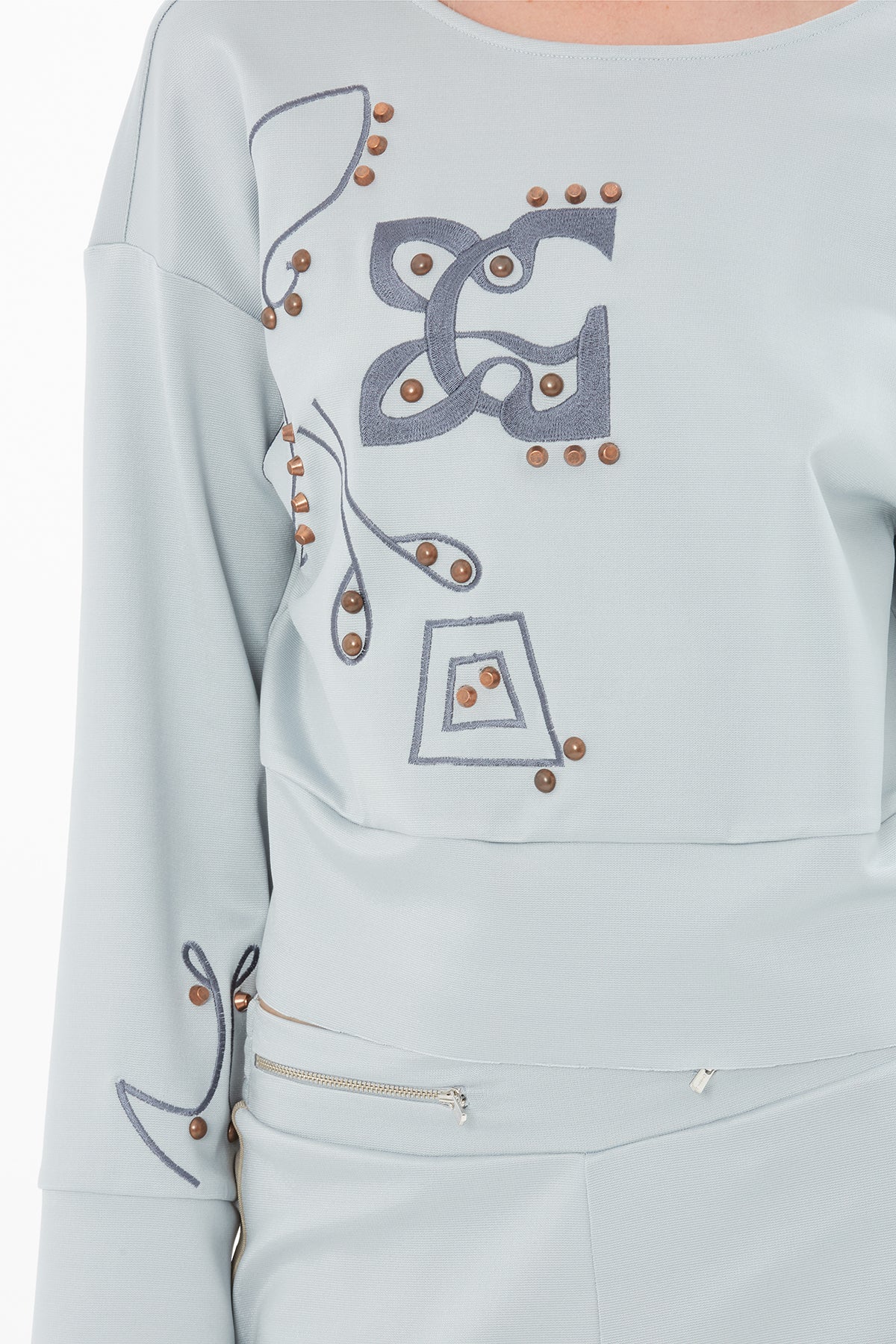 Grey Embroidered Sweatshirt
