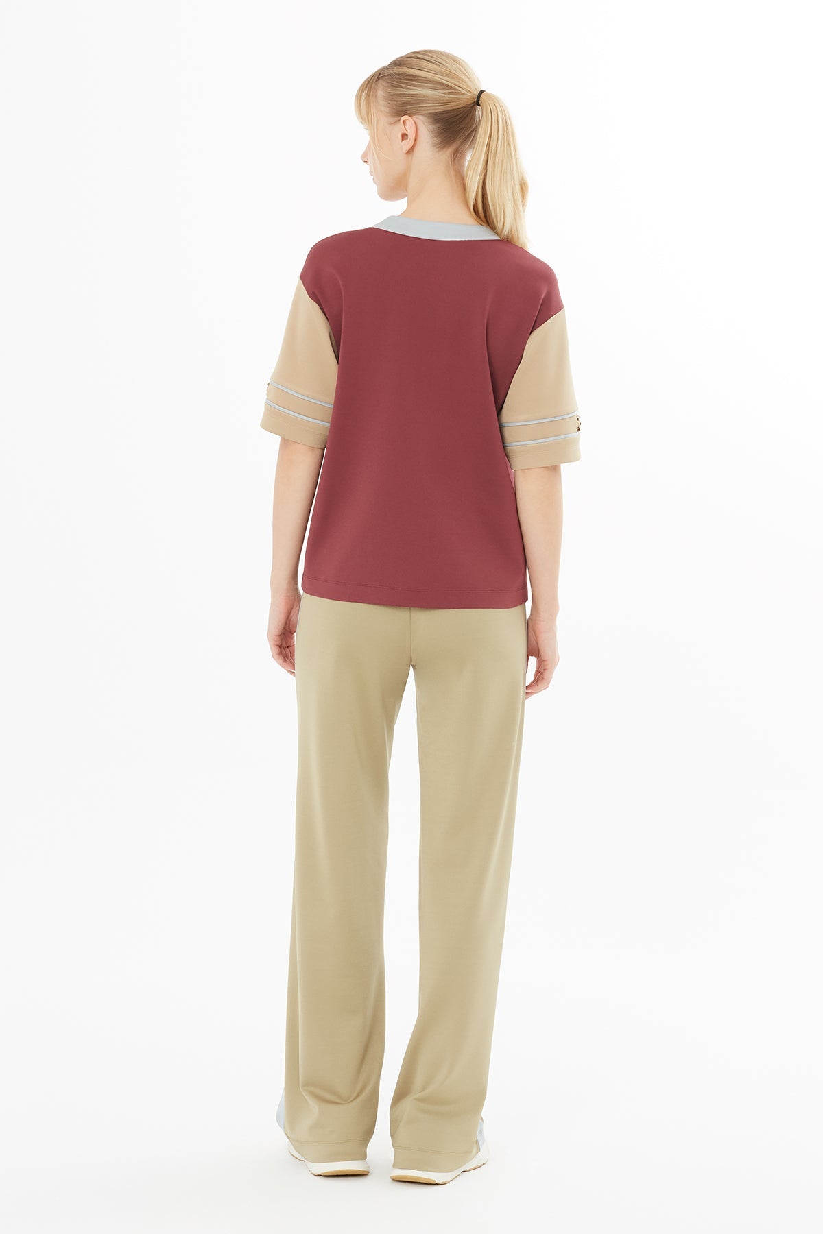 Red Blouse with Zippered Collar