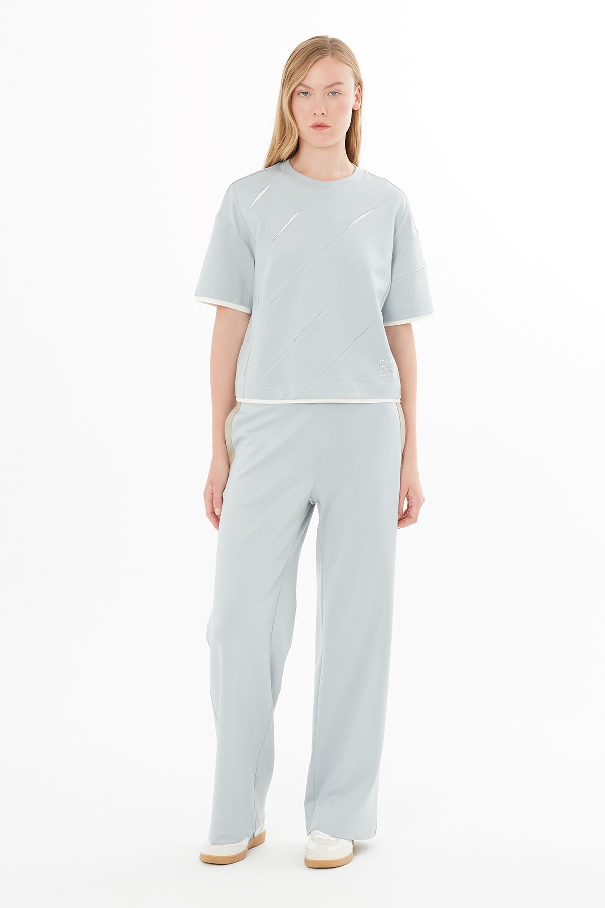 Gray Blouse with Cutout Detail