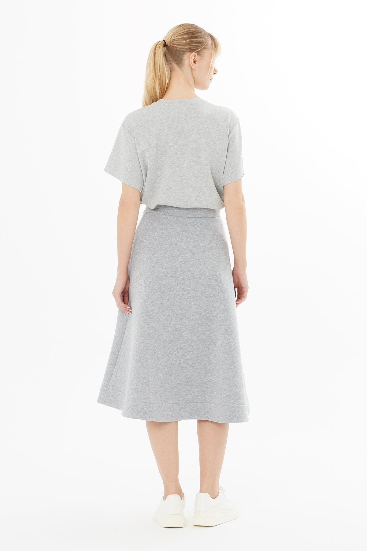 Gray Skirt with Cord Accessory Detail