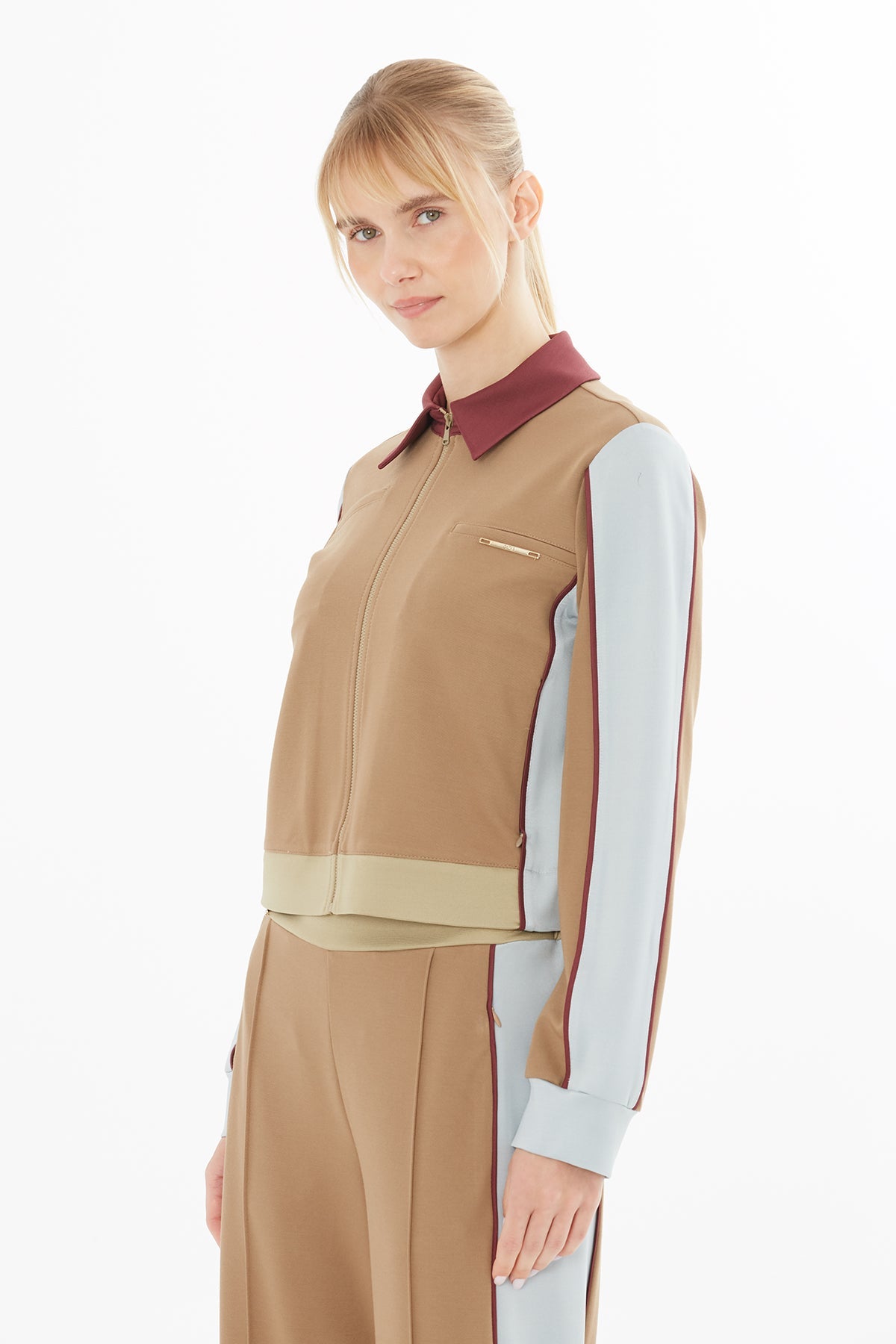 Beige Jacket with Logo Detail