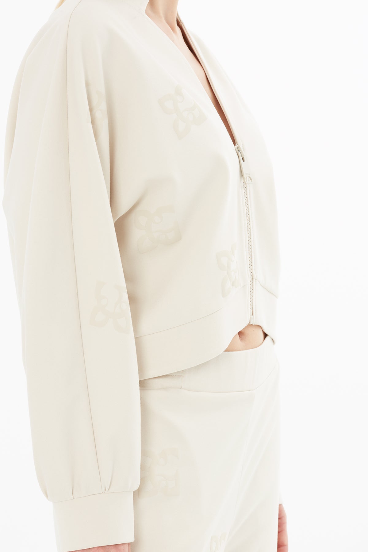 Beige Jacket with Logo Print