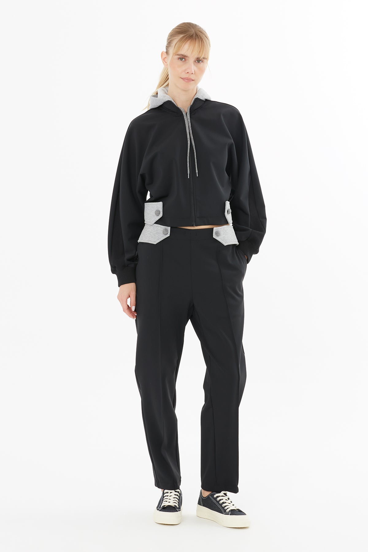 Black Jacket with Contrasting Epaulets