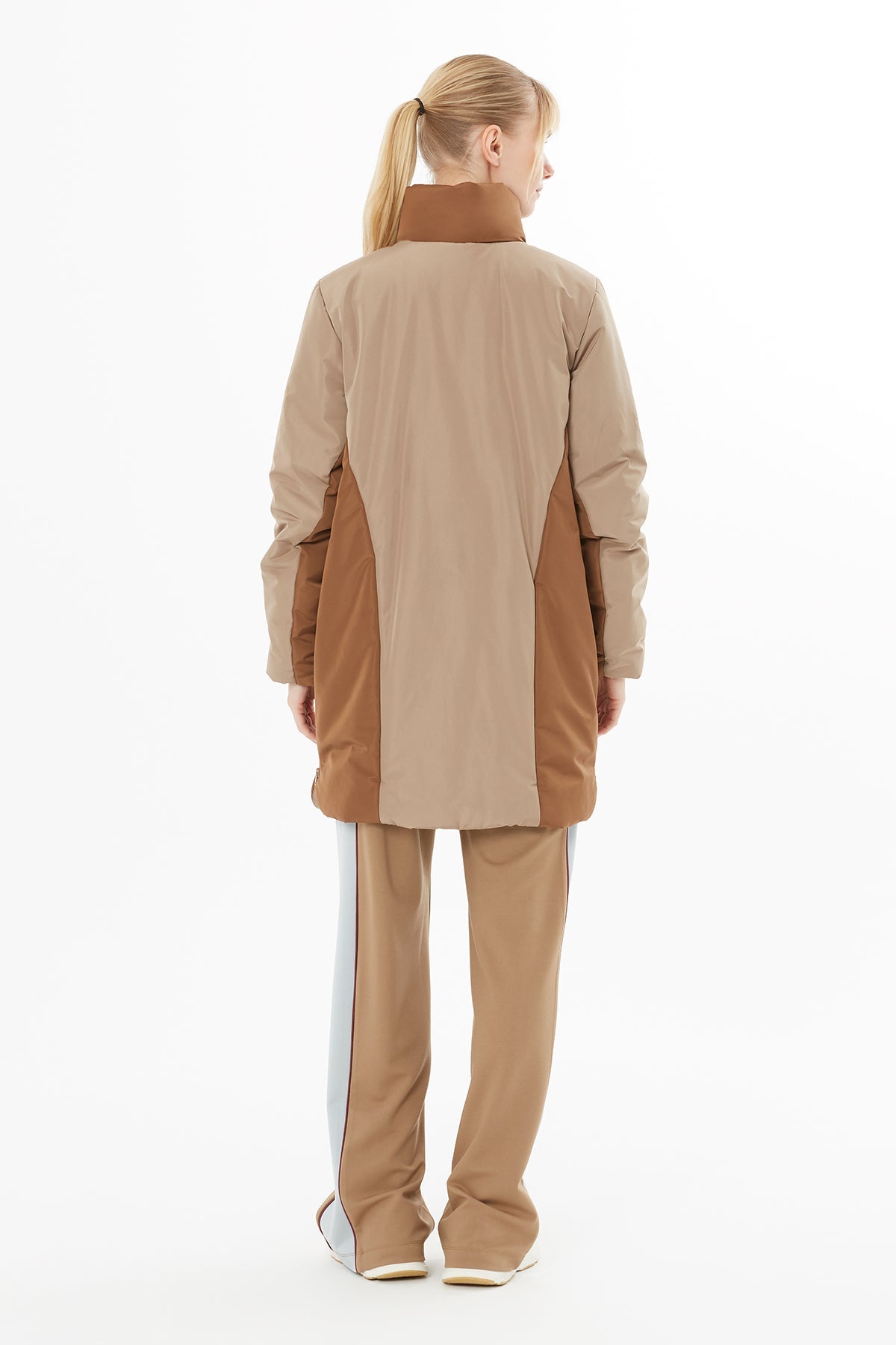 Beige Snap-Button Long Coat