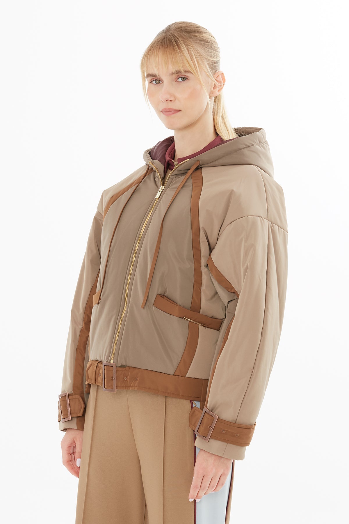 Beige Short Puffer Jacket