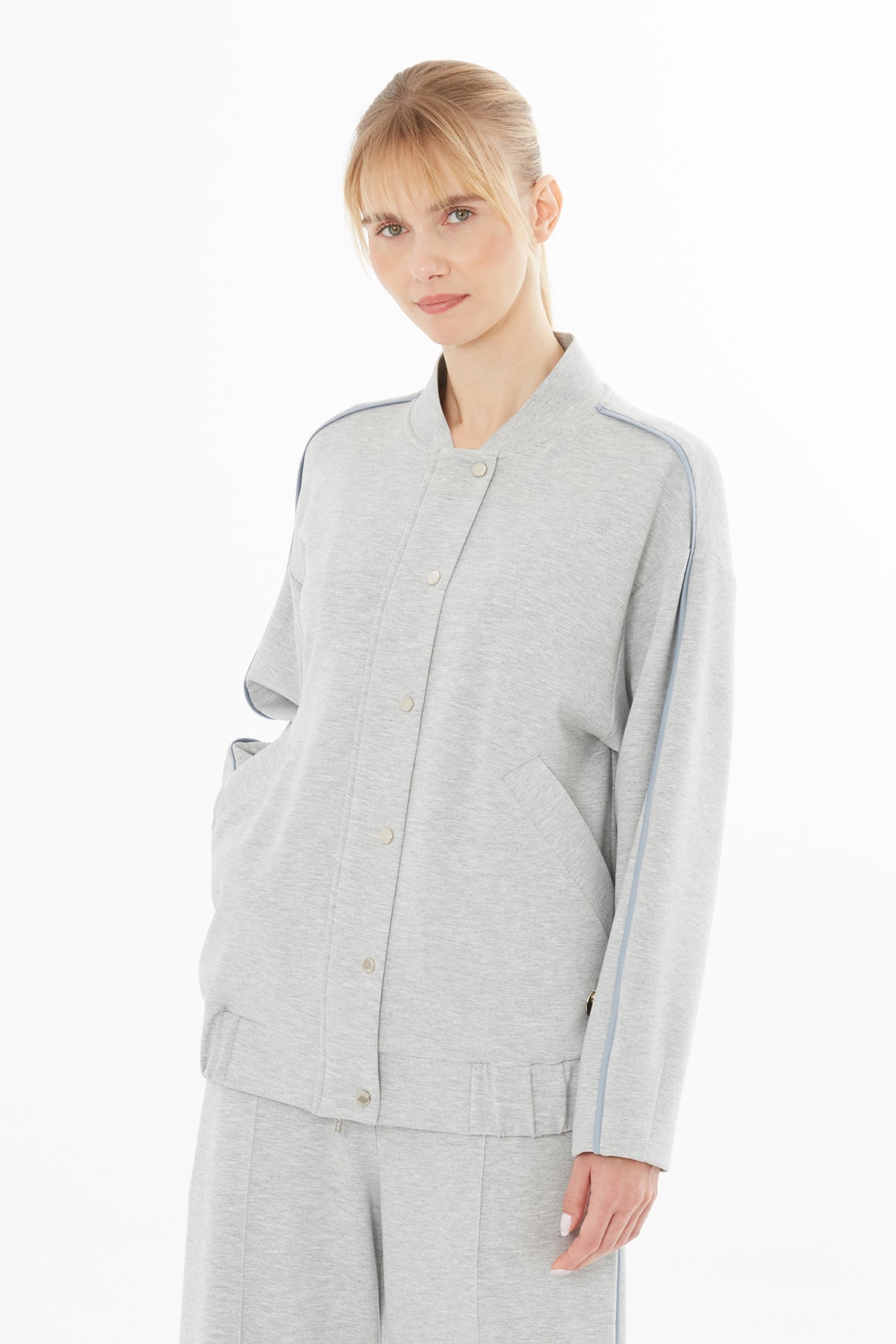 Grey Jacket with Elastic Waist