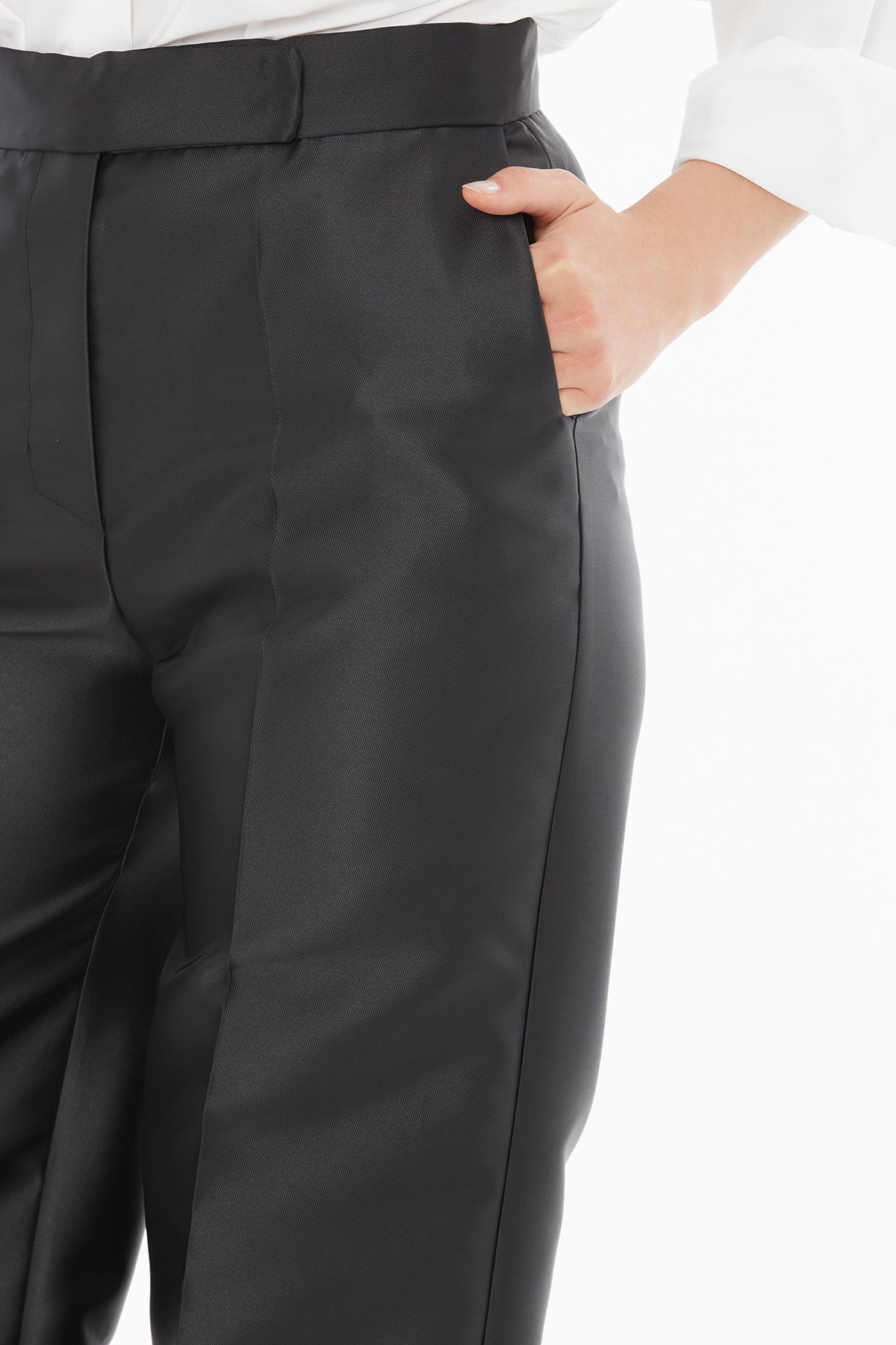 Black Palazzo Pants with Pencil Pleats