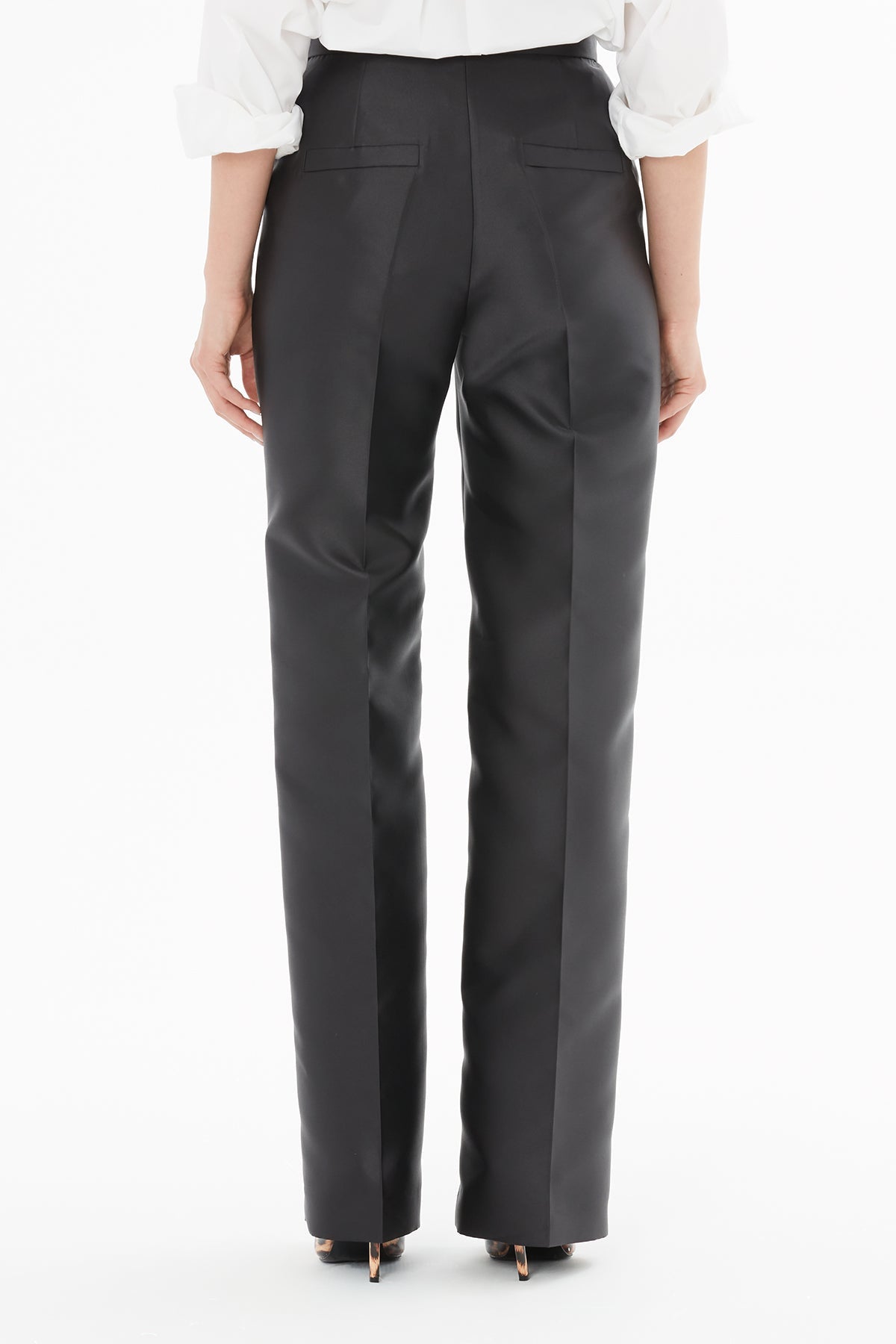 Black Palazzo Pants with Pencil Pleats
