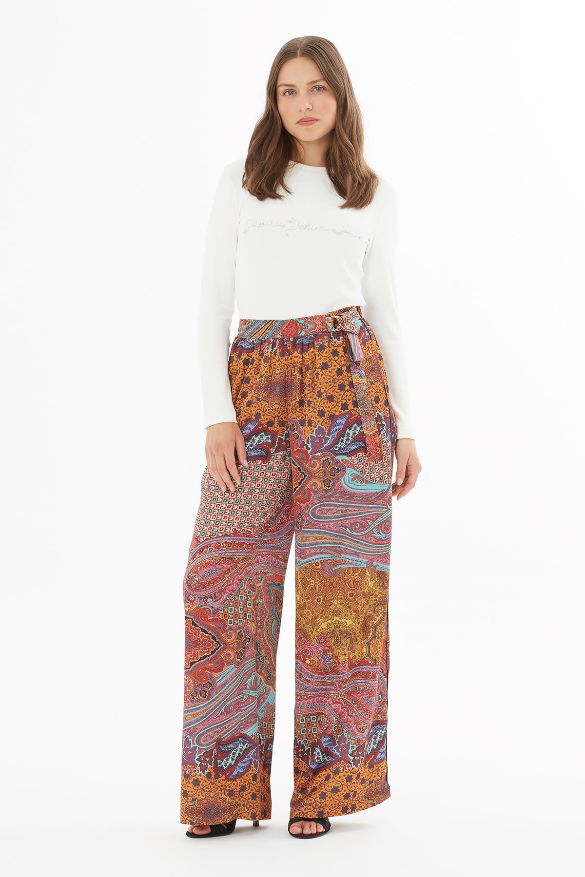 Printed Trousers with Accessory Detail