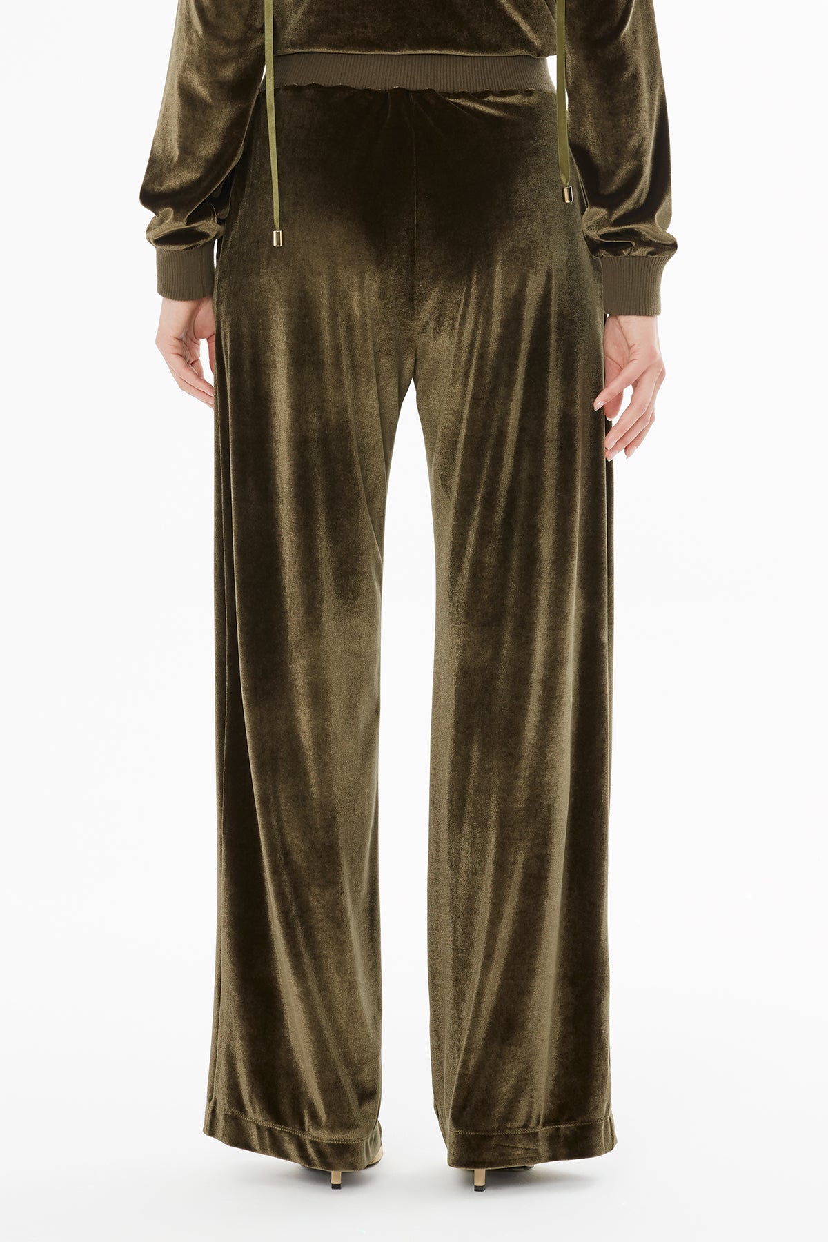 Green Velvet Trousers with Elasticated Waist