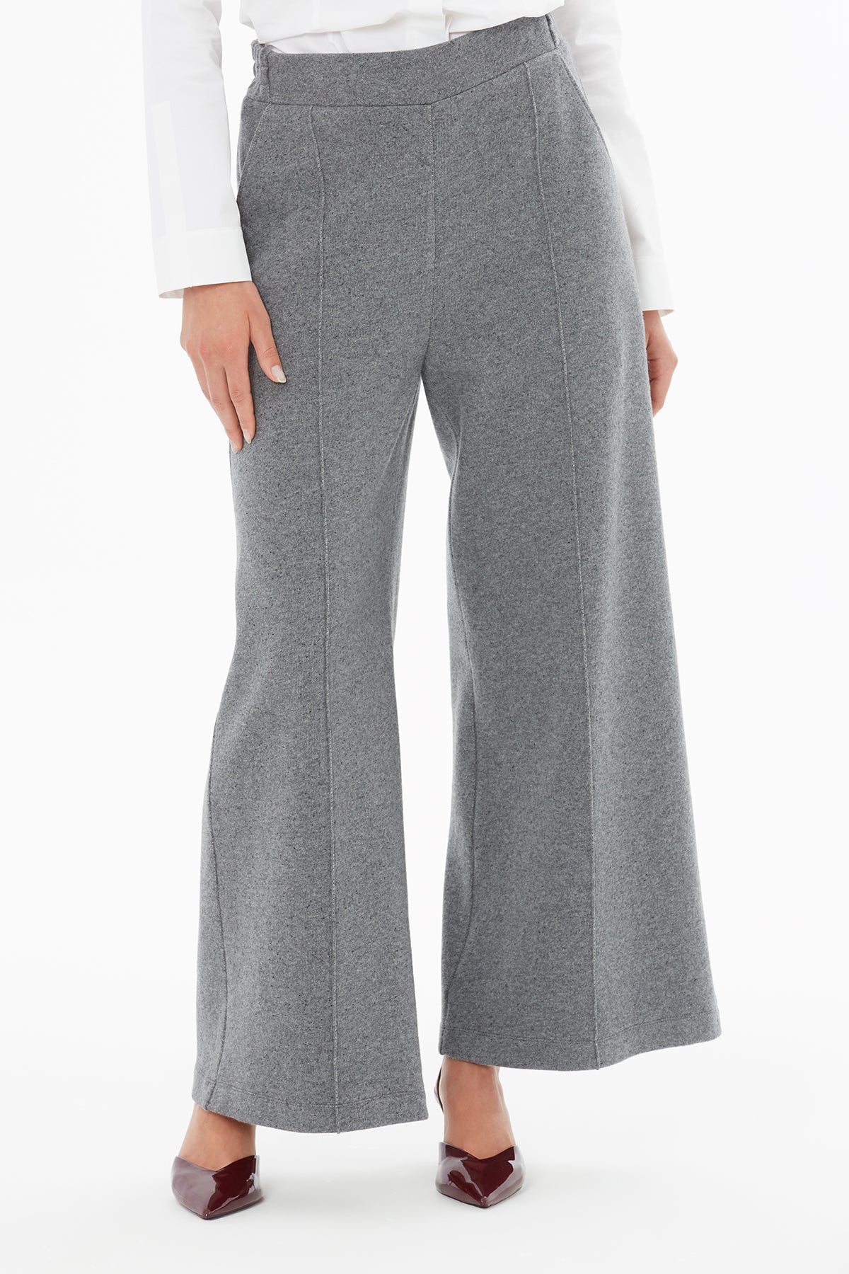 Grey Trousers with Stitching Detail