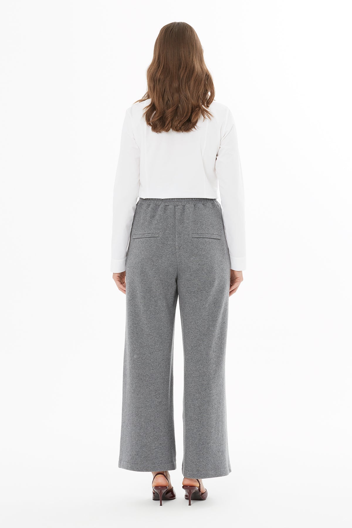 Grey Trousers with Stitching Detail