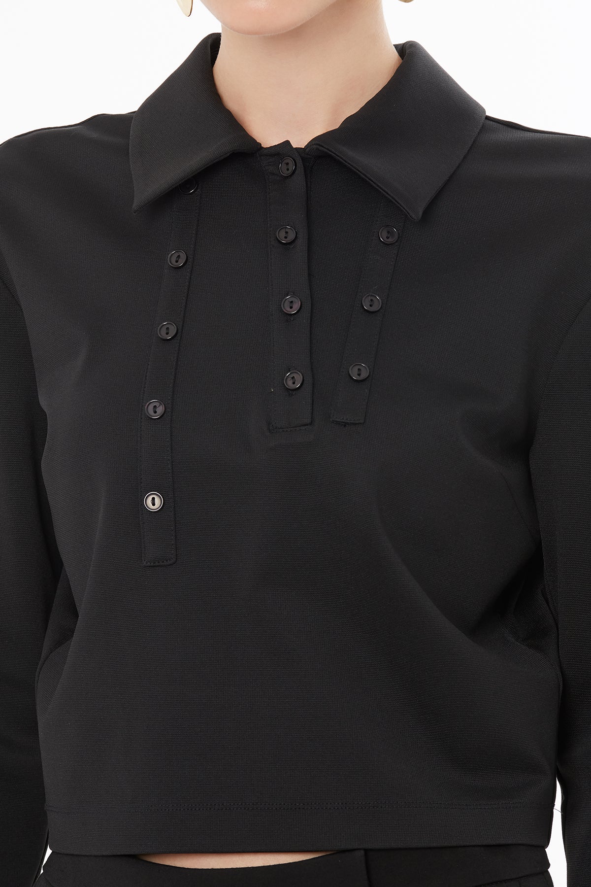 Black Blouse with Button Closure