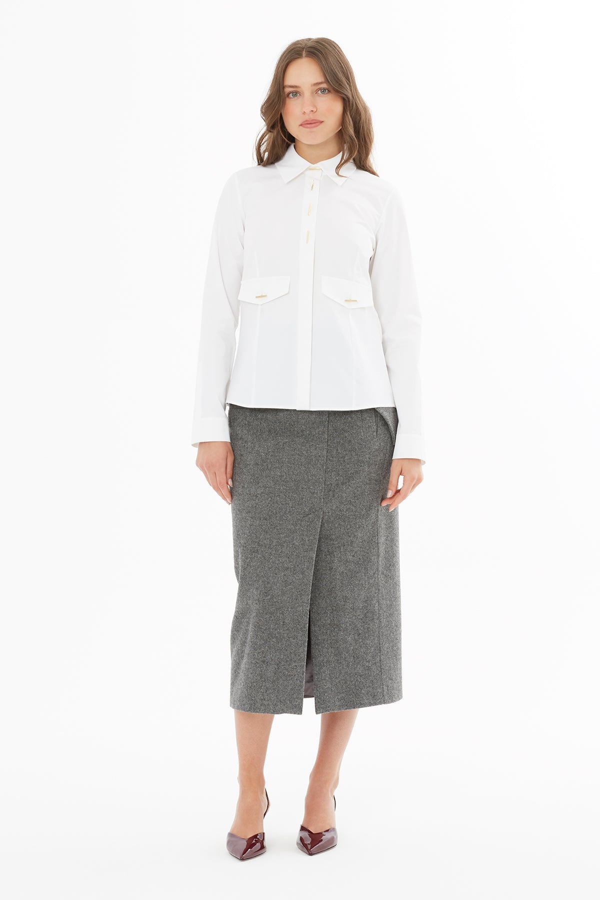 Ecru Shirt with Buttoned Pocket Detail