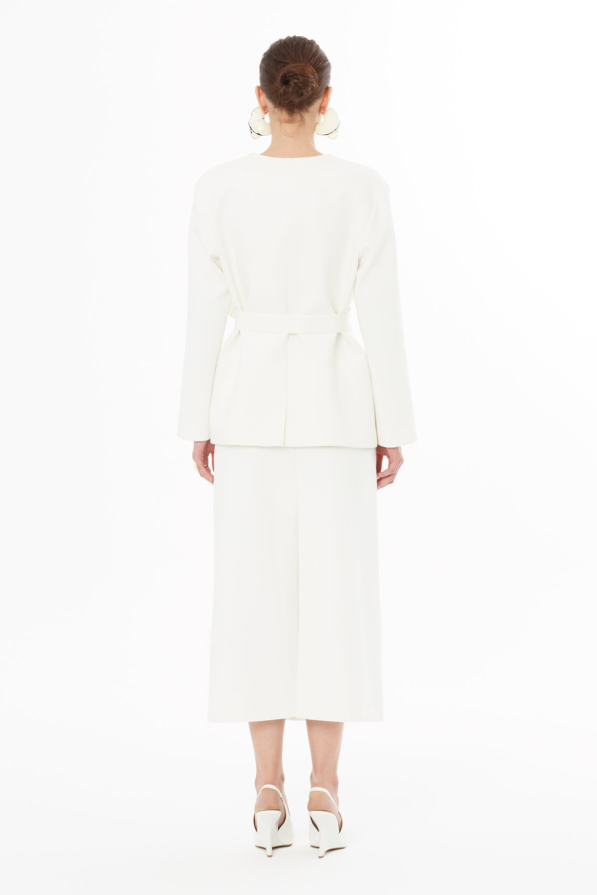 Ecru Jacket with Tie-Waist Detail