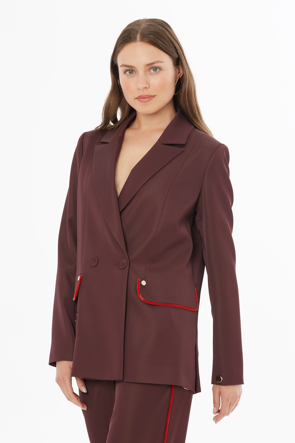 Burgundy Double-Breasted Jacket