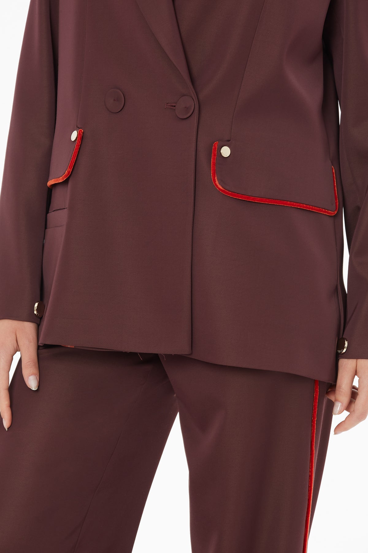 Burgundy Double-Breasted Jacket