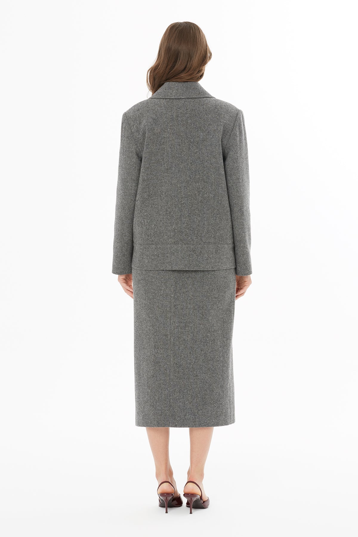 Grey Long-Sleeve Front-Button Jacket