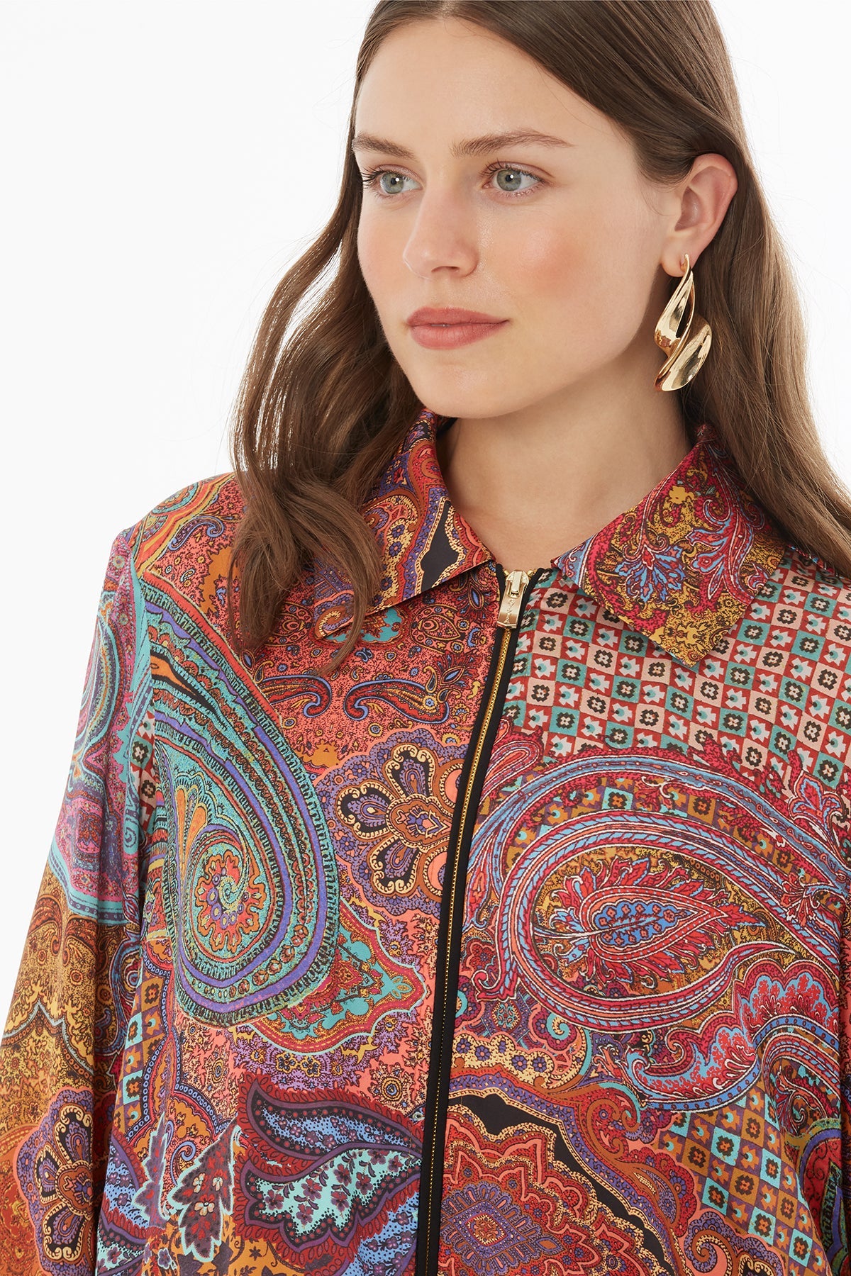 Printed Shirt-Collar Jacket