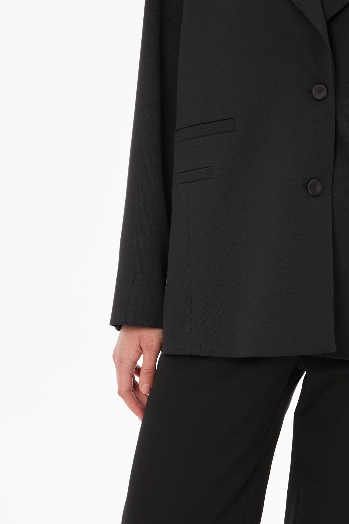Black Jacket with Fillet Pocket Detail