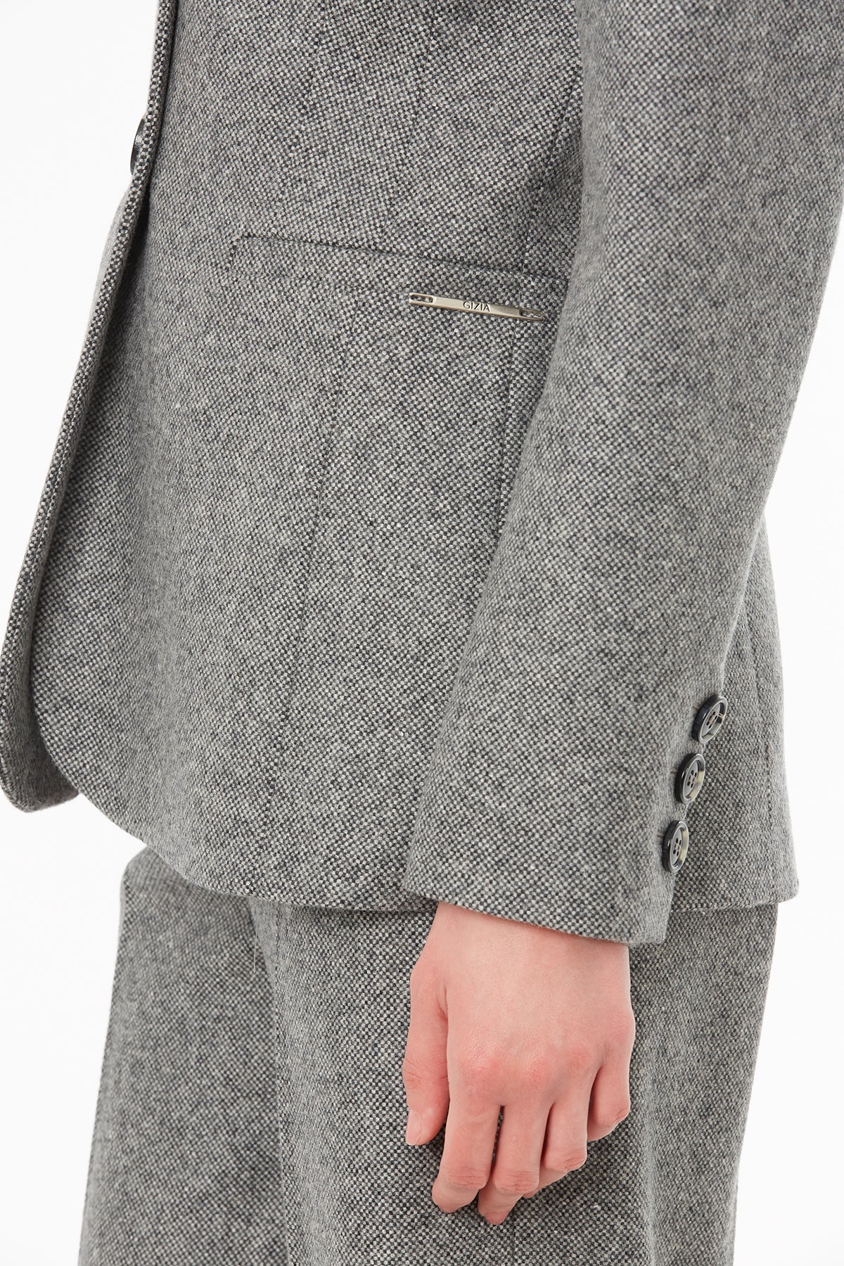 Grey Jacket with Welt Pocket Detail