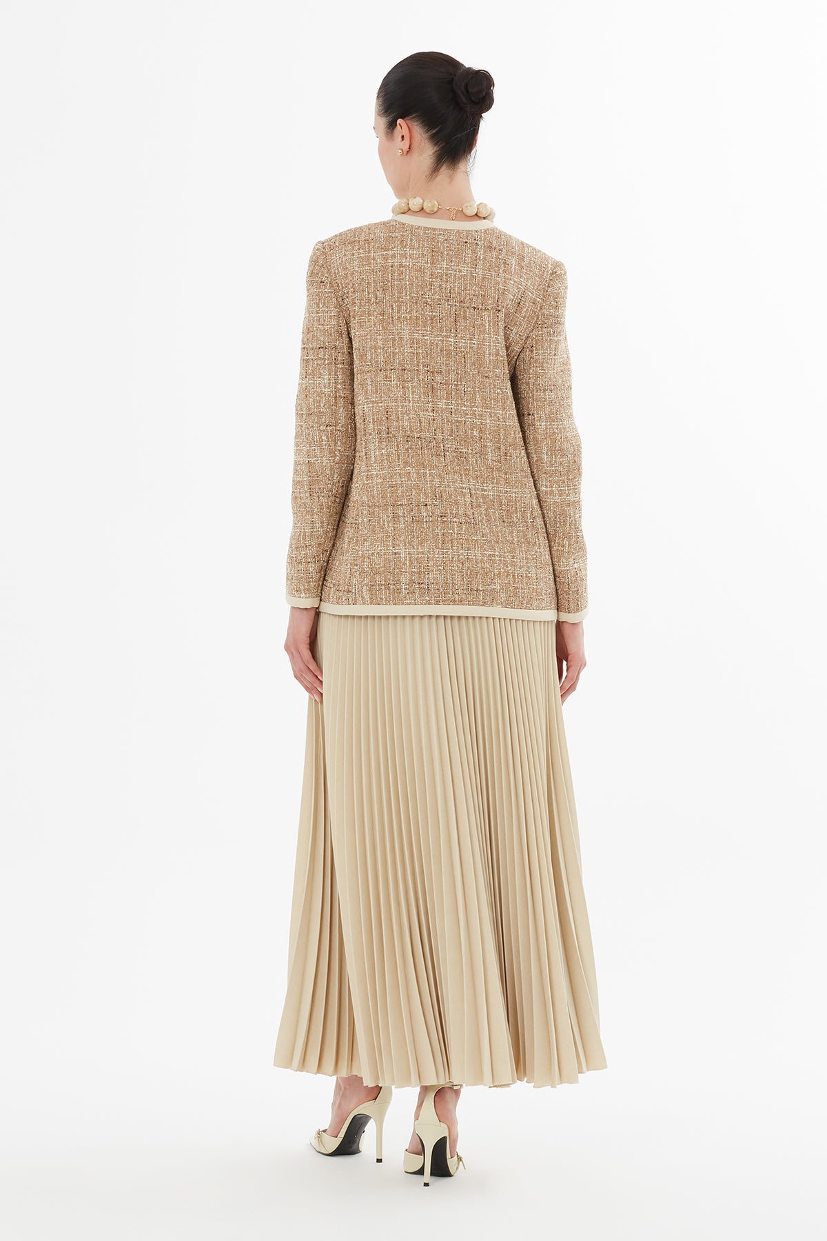 Beige Suit with Button-Down Jacket