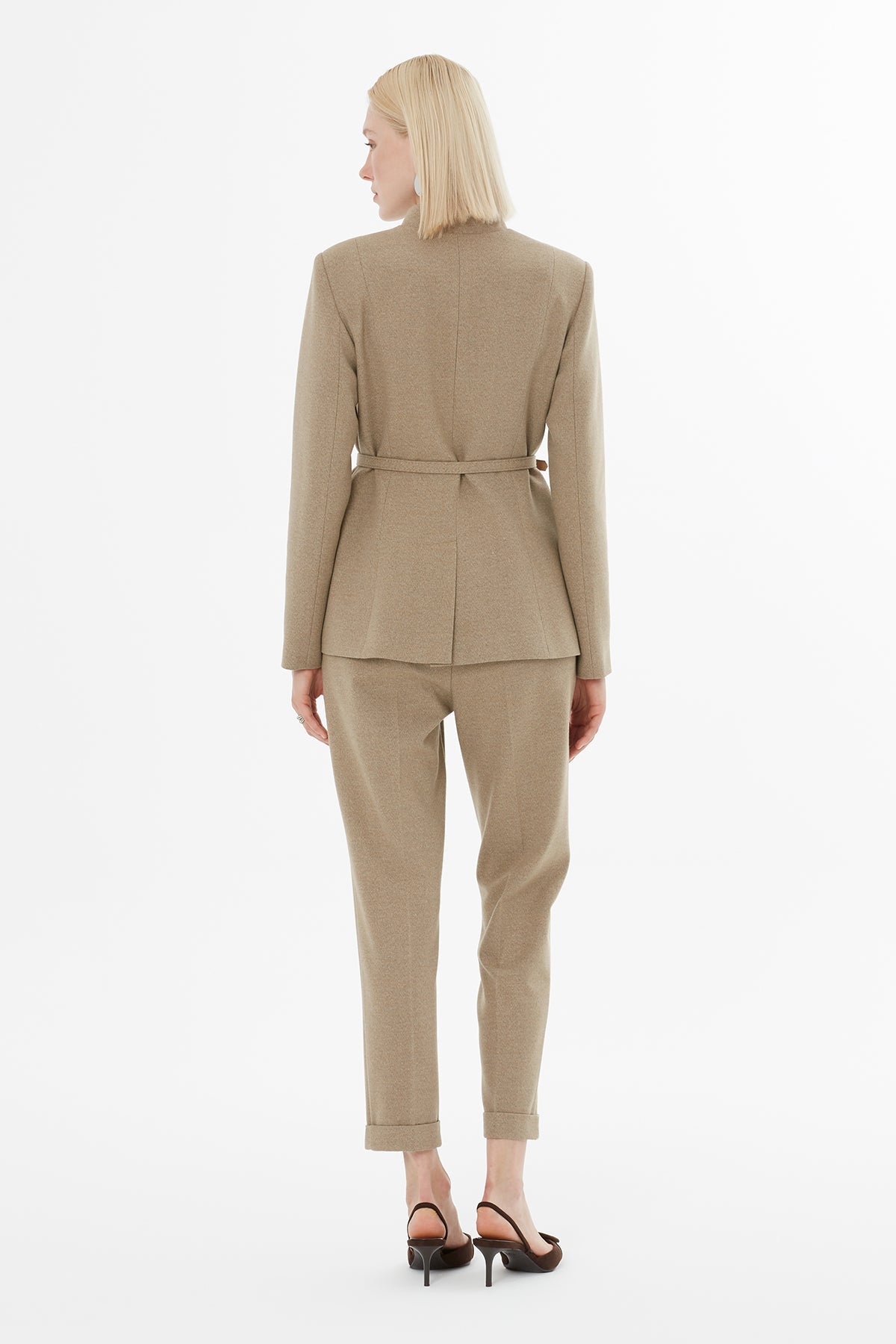 Beige Suit with Pocketed Jacket