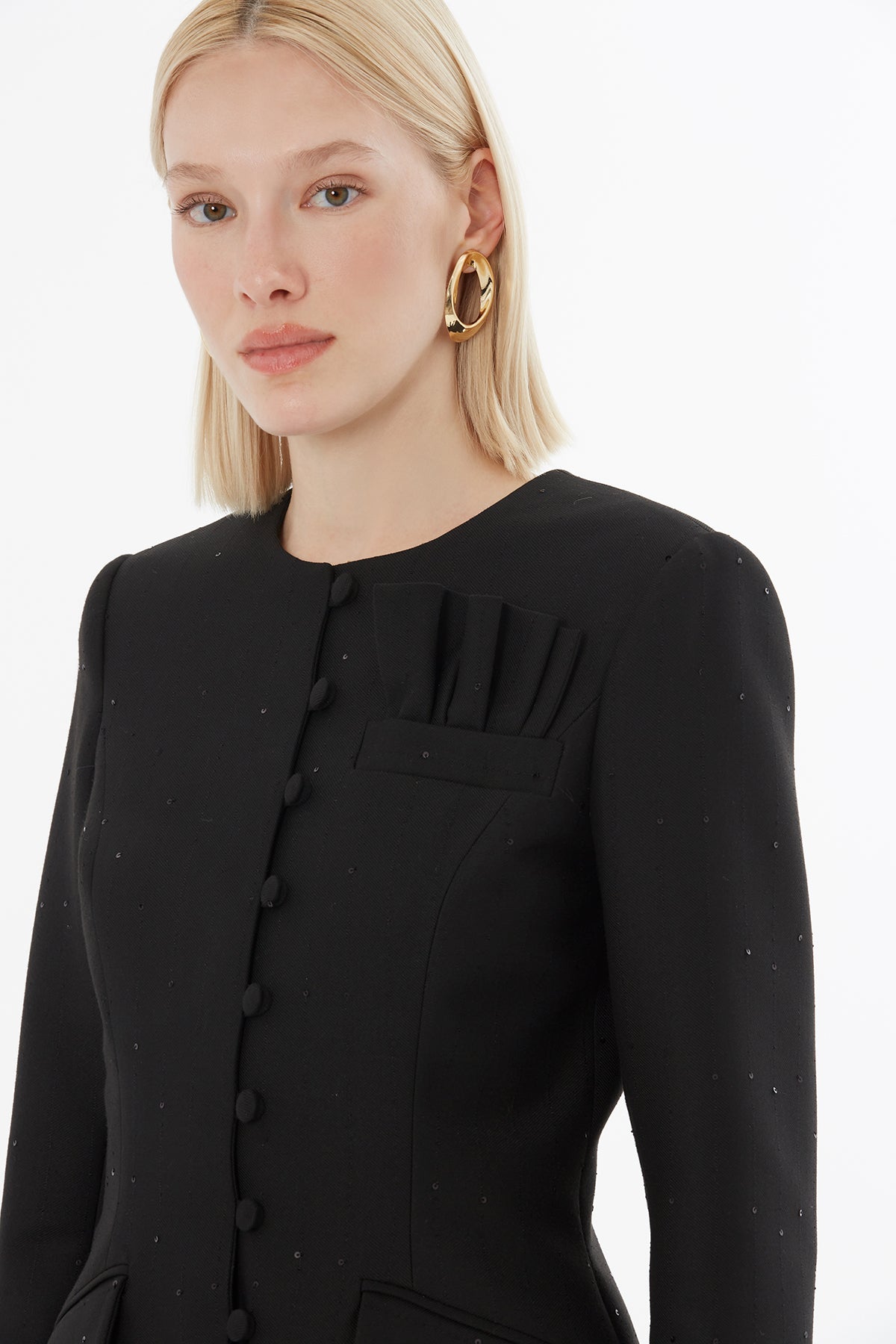 Black Suit with Button-Down Jacket