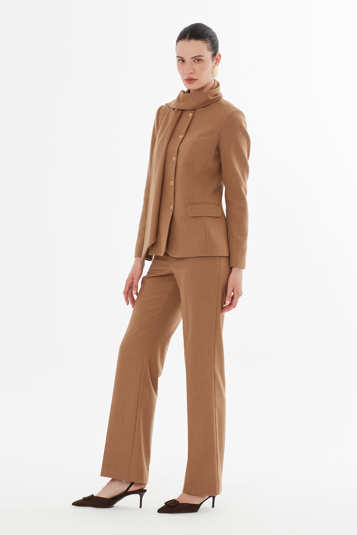 Brown Shawl-Collared Detail Suit