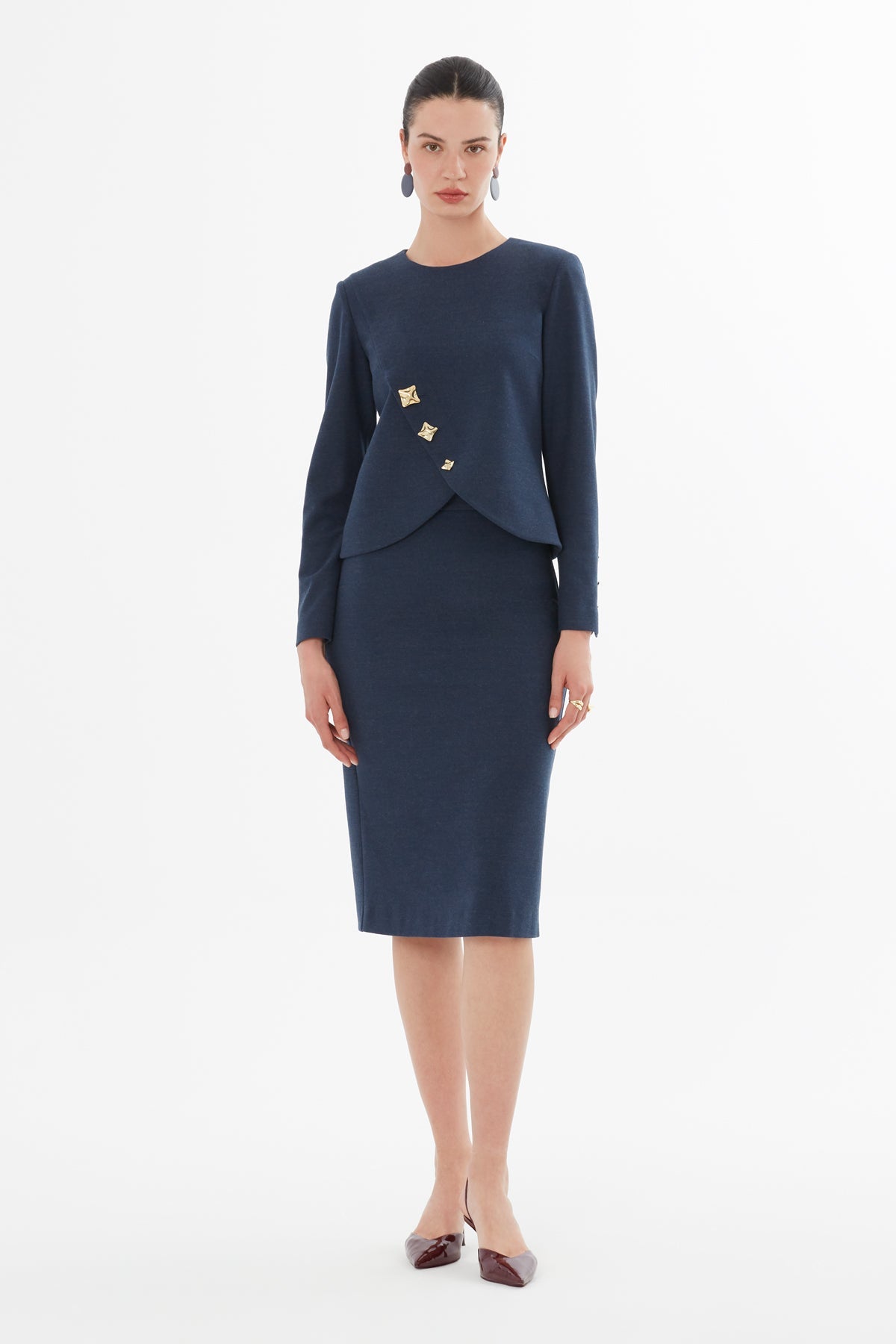 Navy Jacket with Button Details Suit