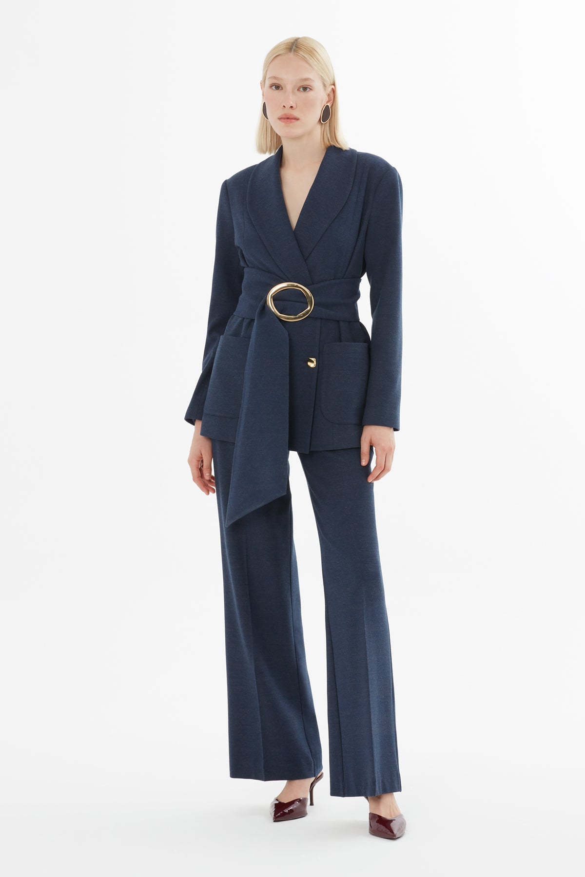 Navy Suit with Belted Jacket