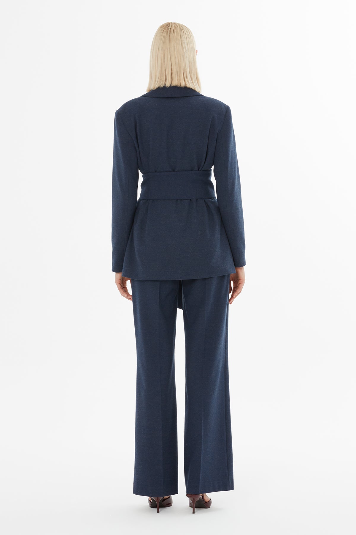 Navy Suit with Belted Jacket