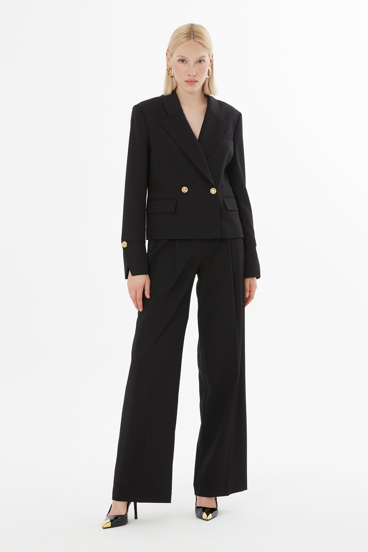 Black Suit with Double-Breasted Jacket