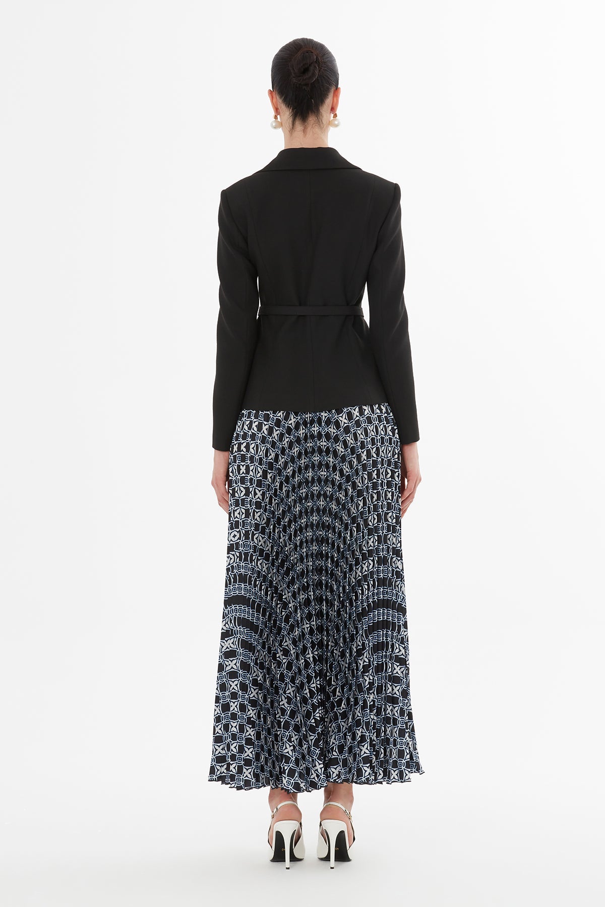 Black Pleated Maxi Skirt Suit