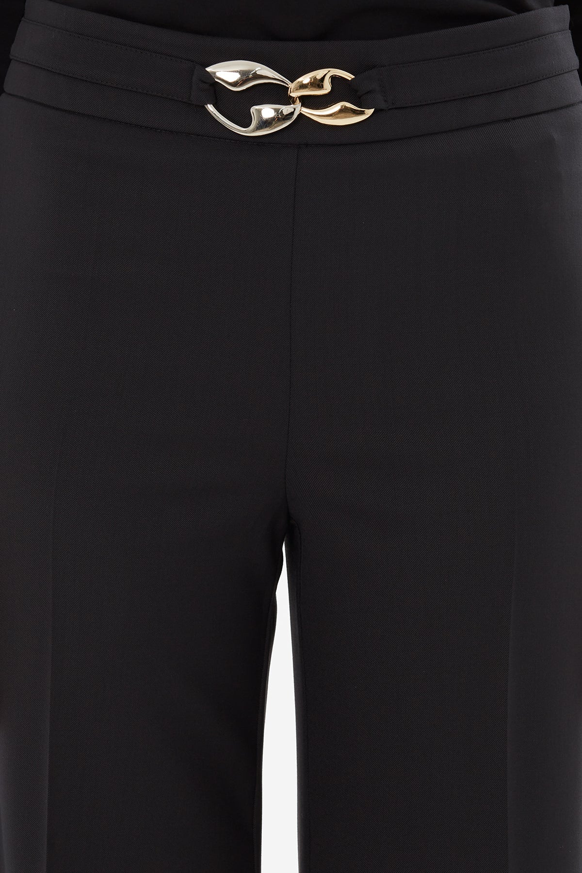 High-Waisted Wide-Leg Black Trousers