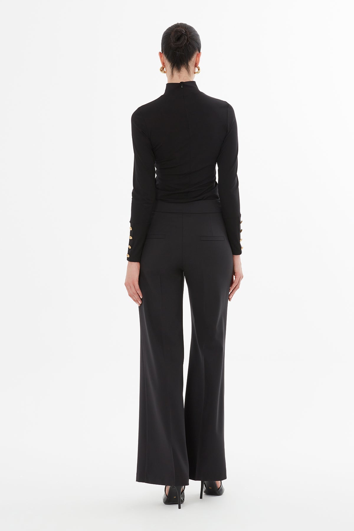 High-Waisted Wide-Leg Black Trousers