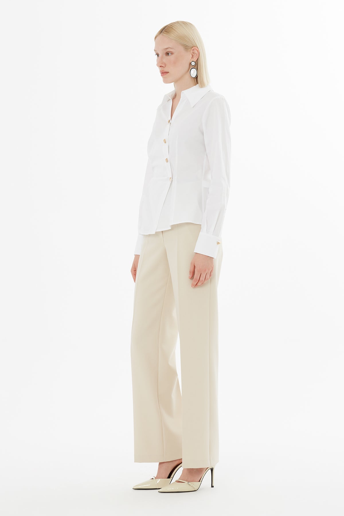 Ecru Shirt with Drawstring Waist