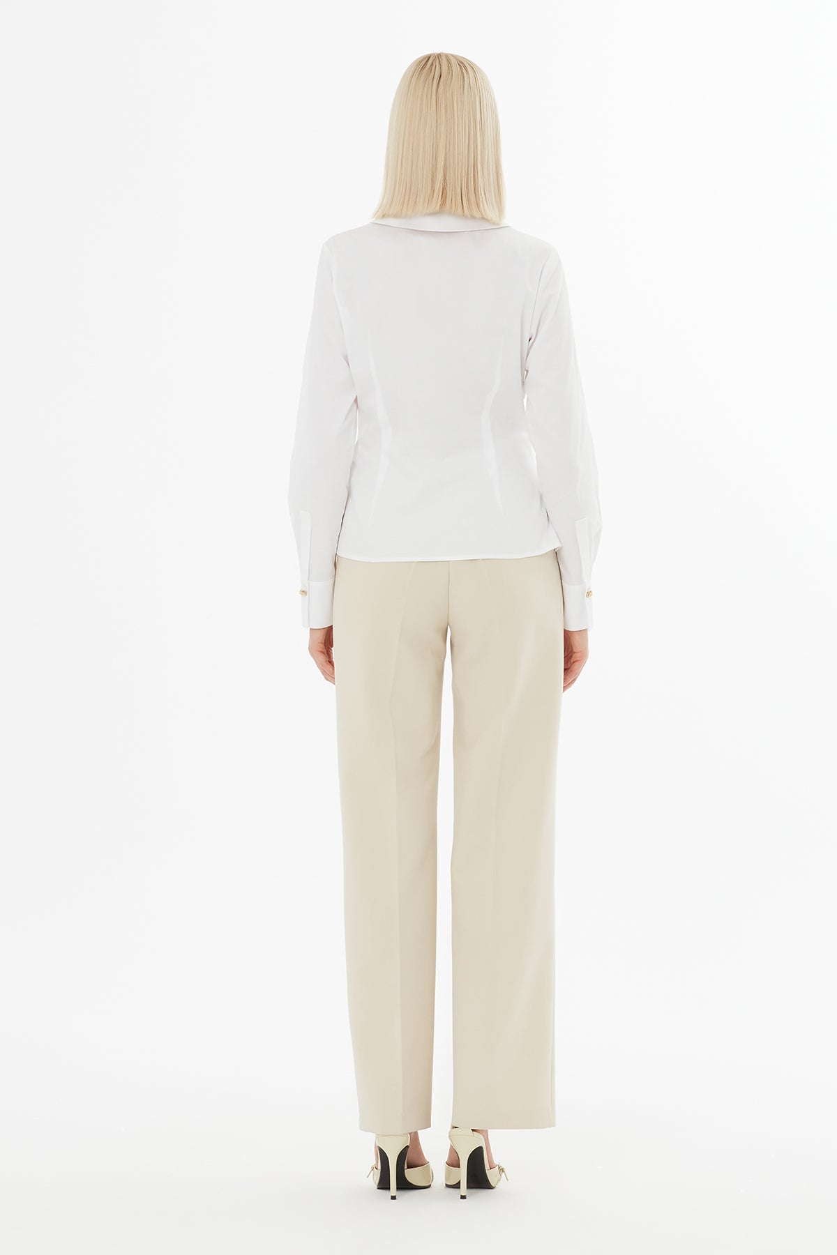 Ecru Shirt with Drawstring Waist