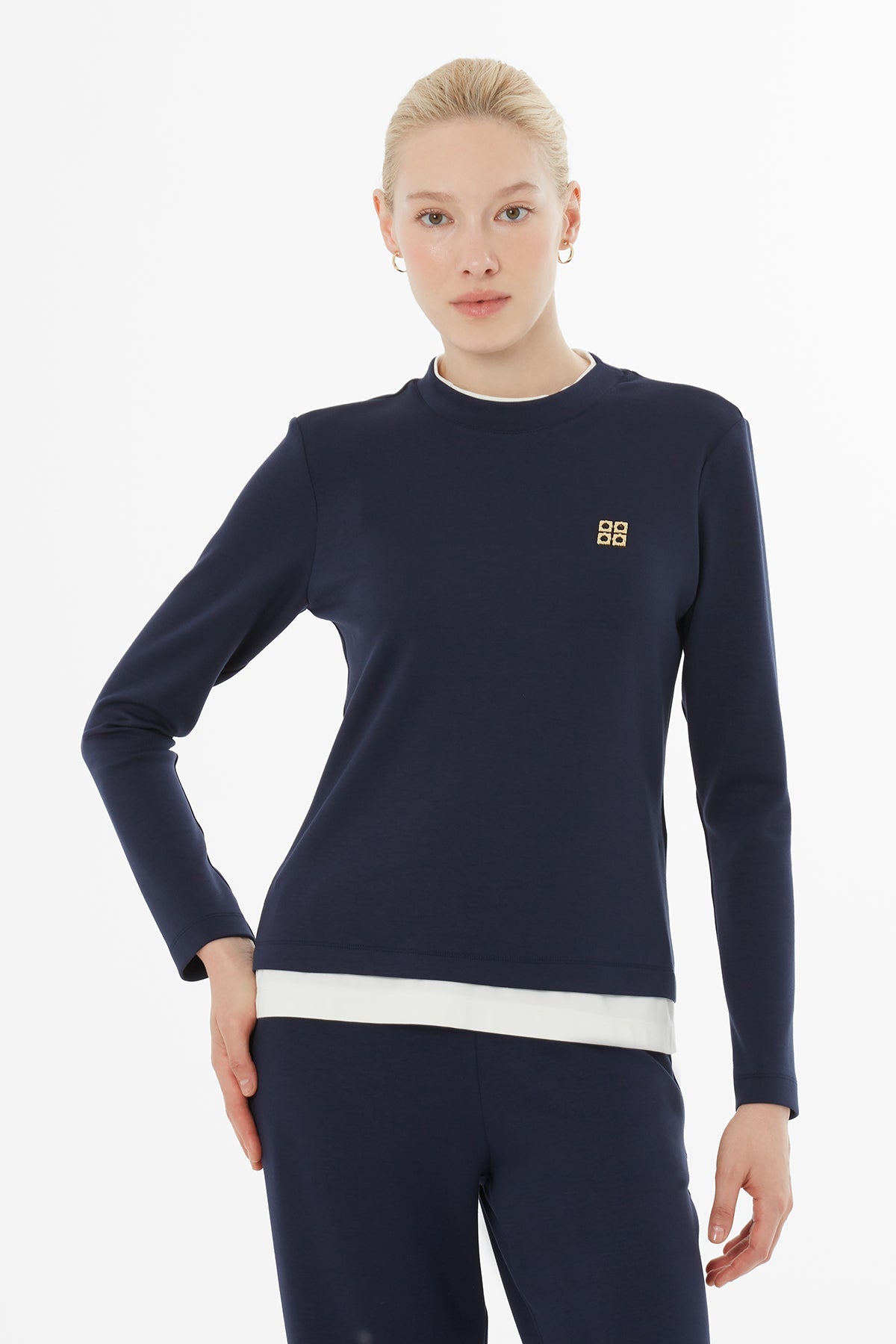 Tracksuit Set with Panel Hem and Elastic Waist