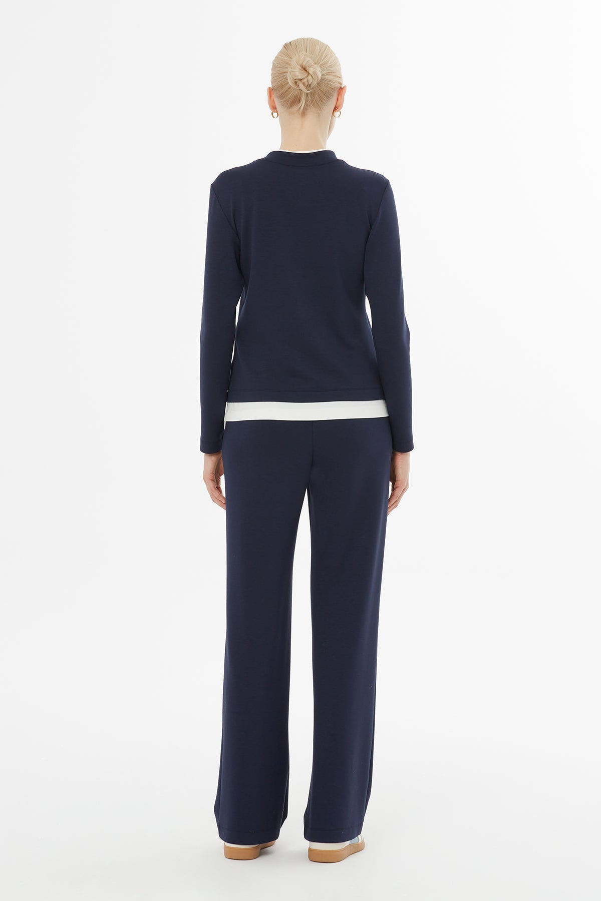 Tracksuit Set with Panel Hem and Elastic Waist